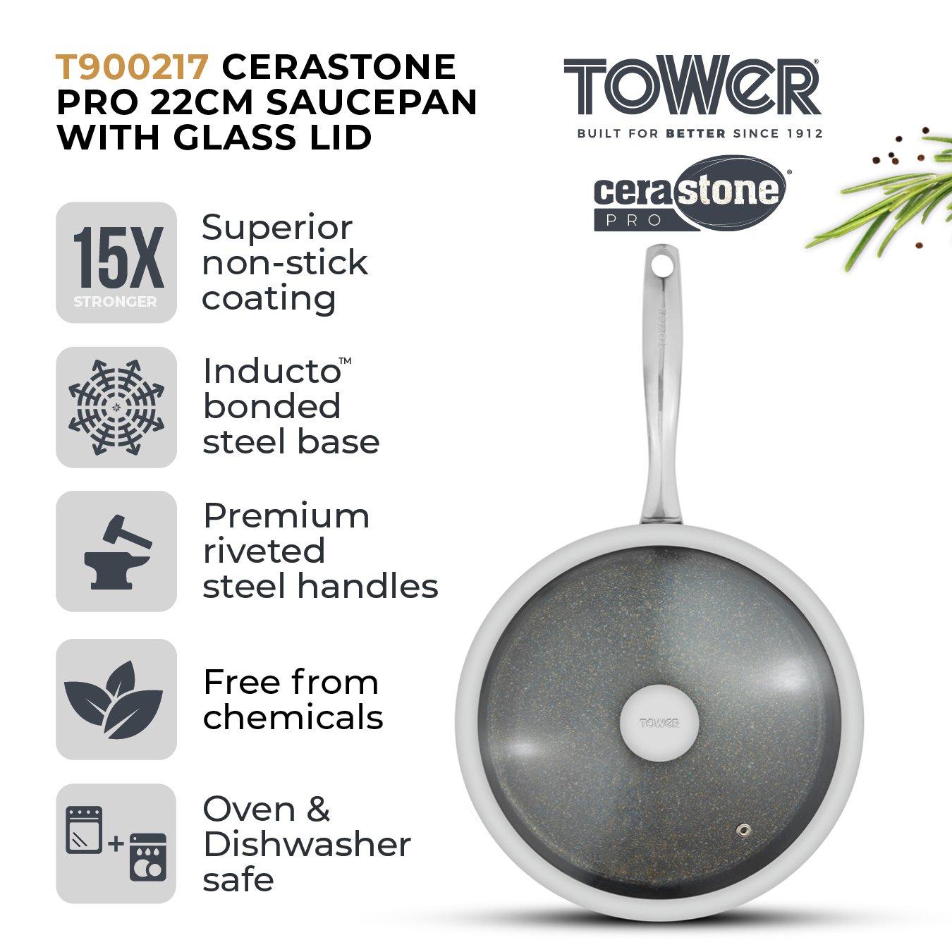 Graphite - Tower - Cerastone Pro 22cm Saucepan with Glass Lid - 2