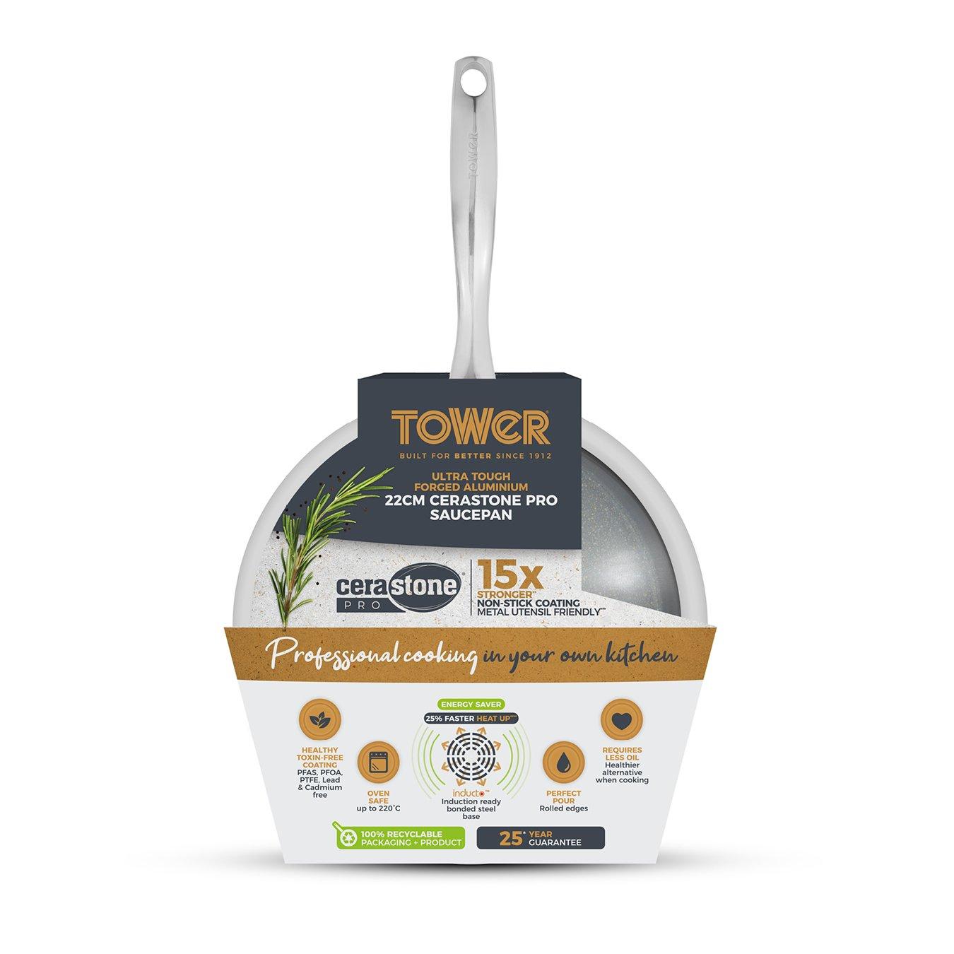 Graphite - Tower - Cerastone Pro 22cm Saucepan with Glass Lid - 11