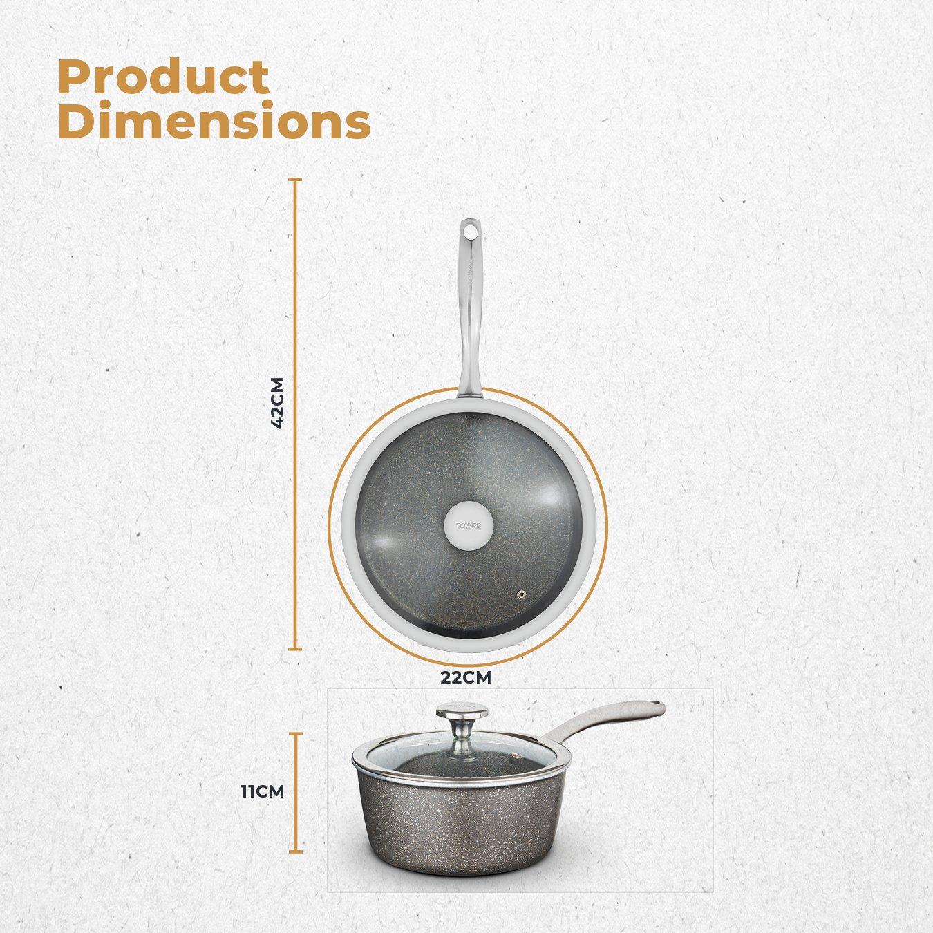 Graphite - Tower - Cerastone Pro 22cm Saucepan with Glass Lid - 8