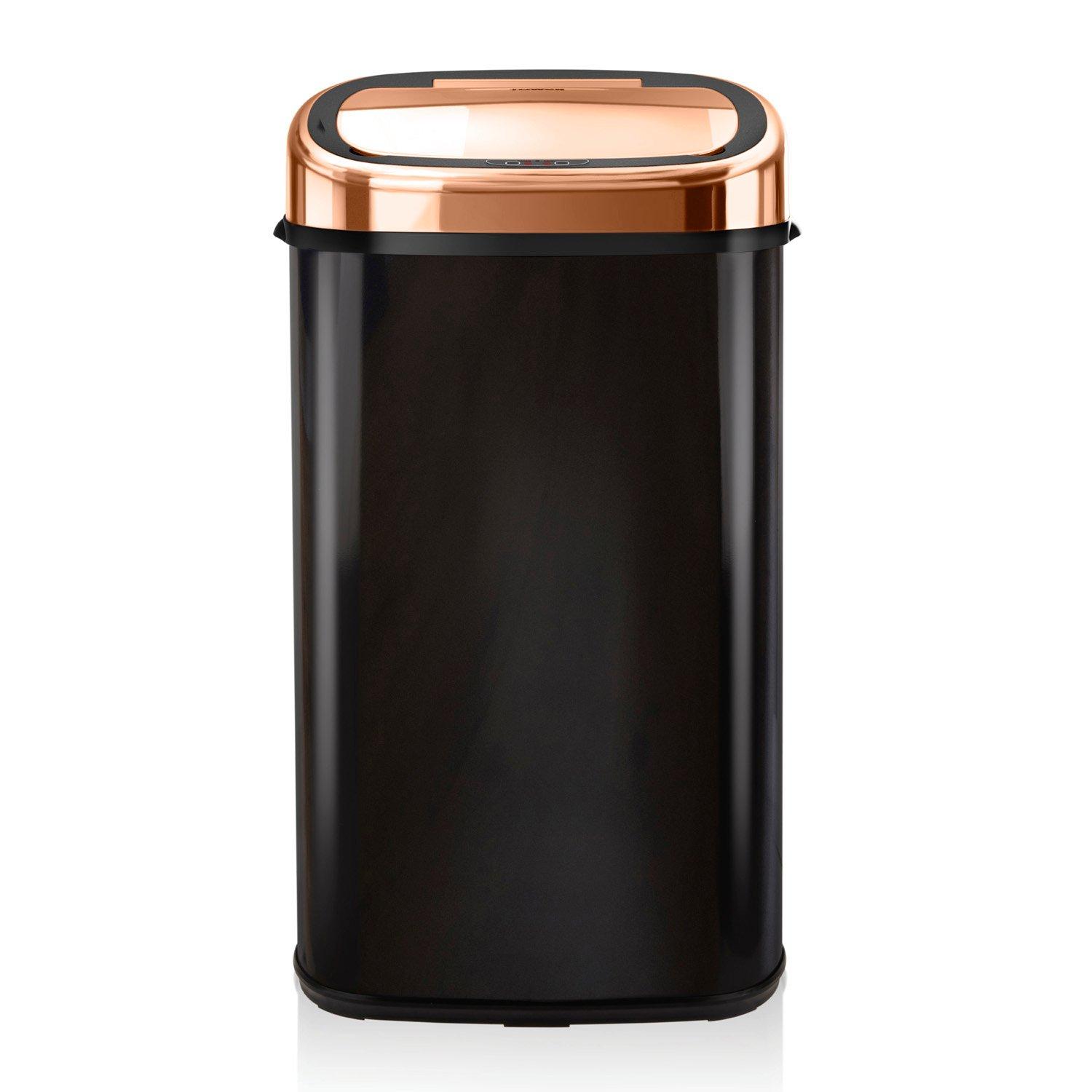 Black - Tower - Rose Gold 58 Litre Square Sensor Bin - 1