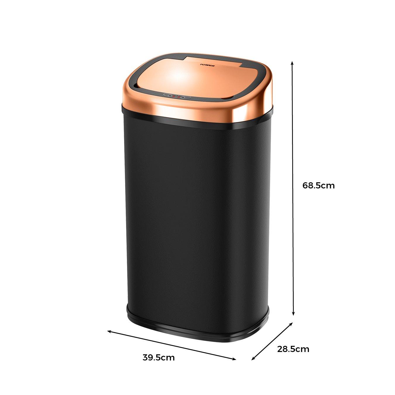 Black - Tower - Rose Gold 58 Litre Square Sensor Bin - 8