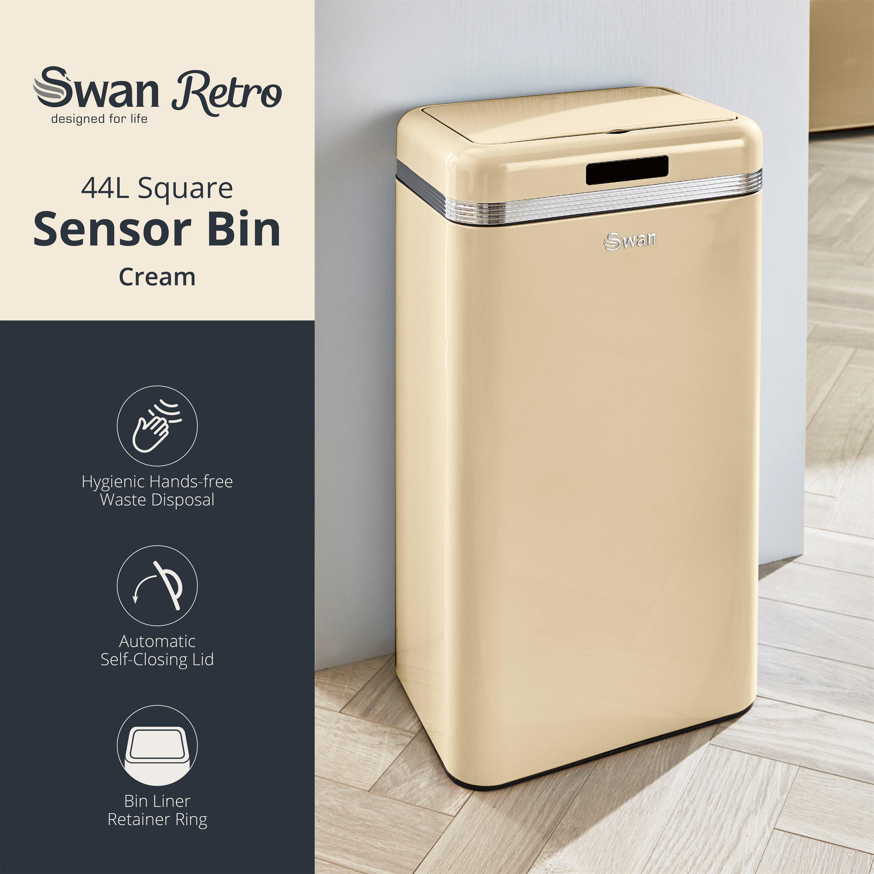 Cream - Swan - Swan Retro 45L Square Sensor Bin - 3