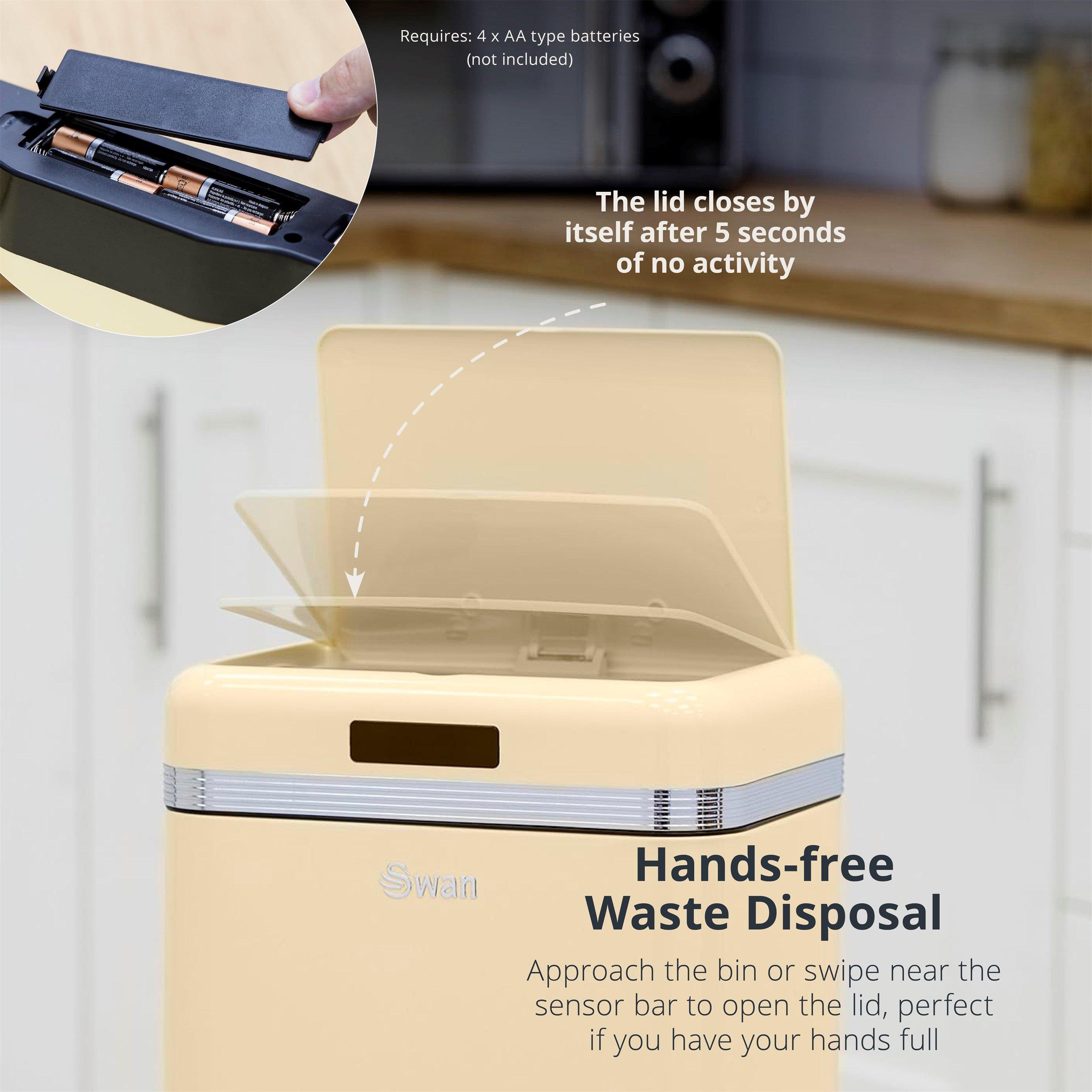 Cream - Swan - Swan Retro 45L Square Sensor Bin - 4