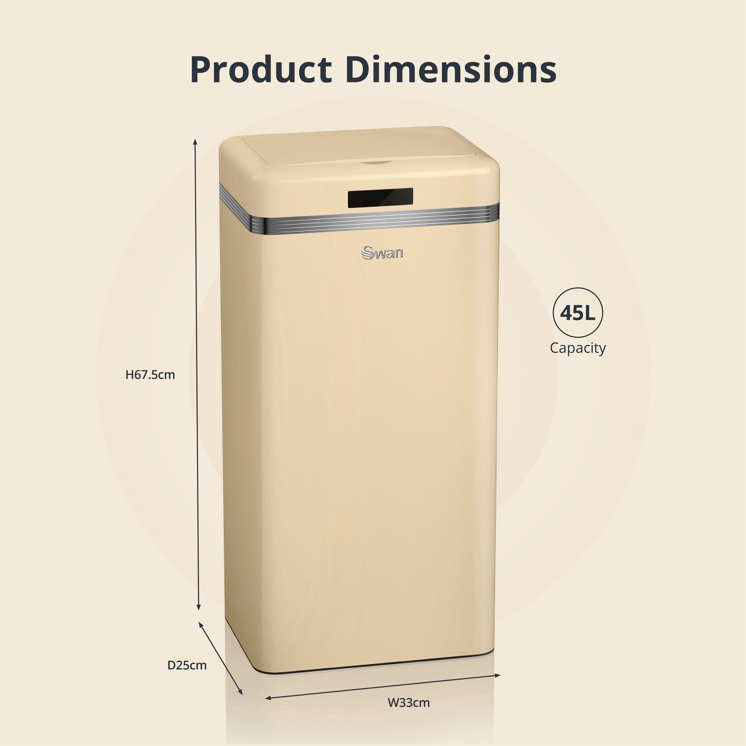Cream - Swan - Swan Retro 45L Square Sensor Bin - 7