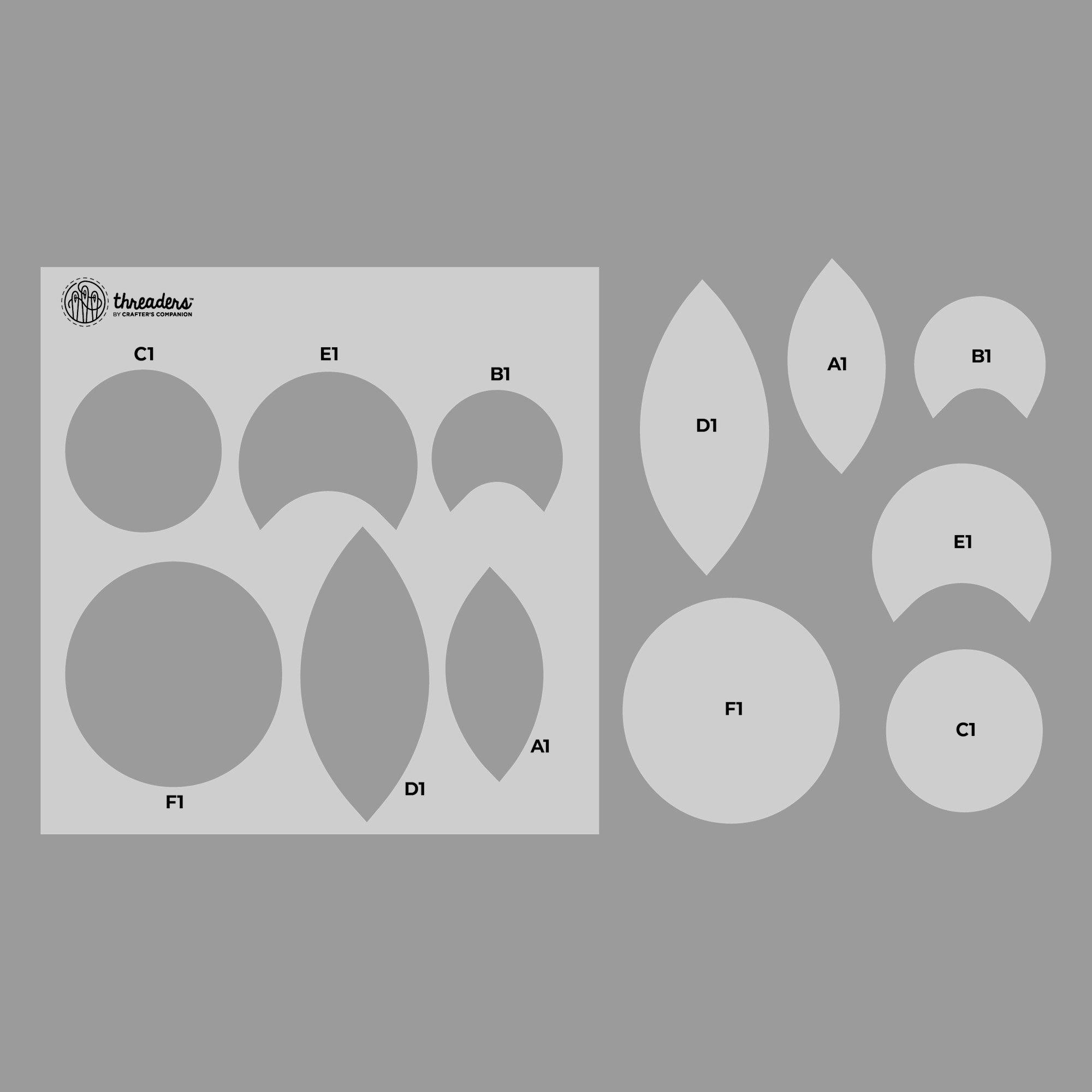 Multi - Crafters Companion - Threaders Turned Edge Applique Templates - Floral - 2