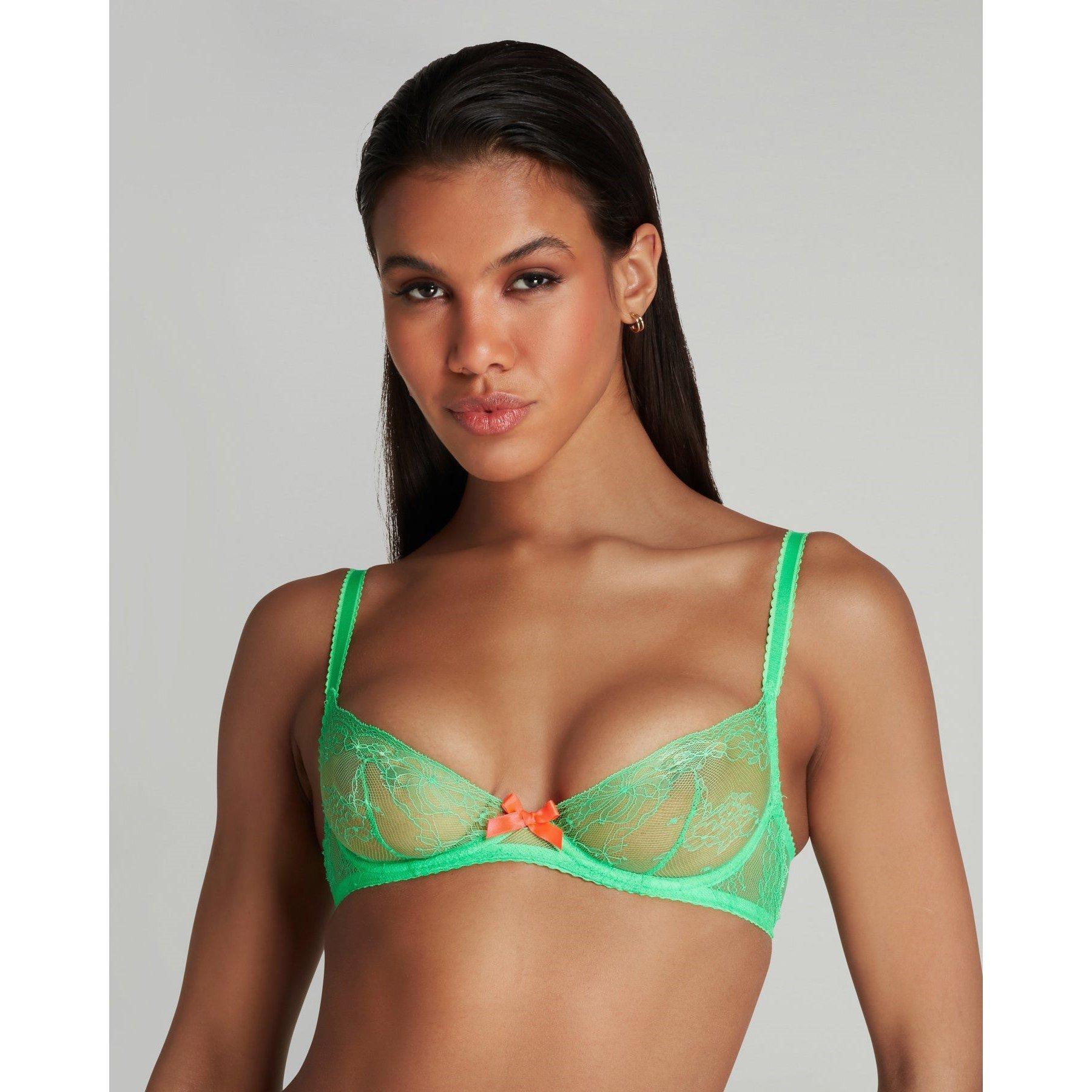Agent Provocateur ISEDORA Plunge Underwired Bra - Green/Neon Oran - Size 32B