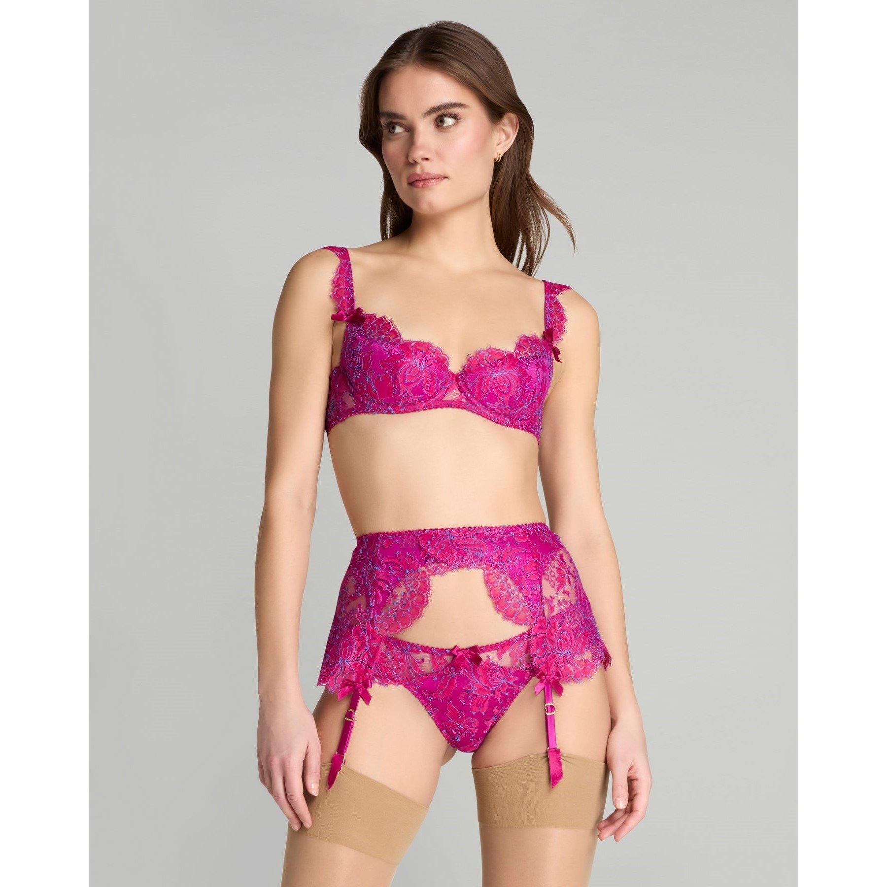 Agent Provocateur EMILIANA Suspender - Magenta/Blue - Size 5