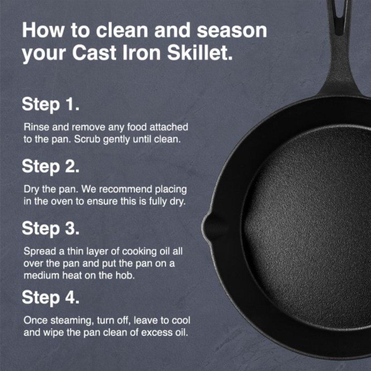 Black - VonShef - VonShef Cast Iron Skillet 10 Frying Pan - 2