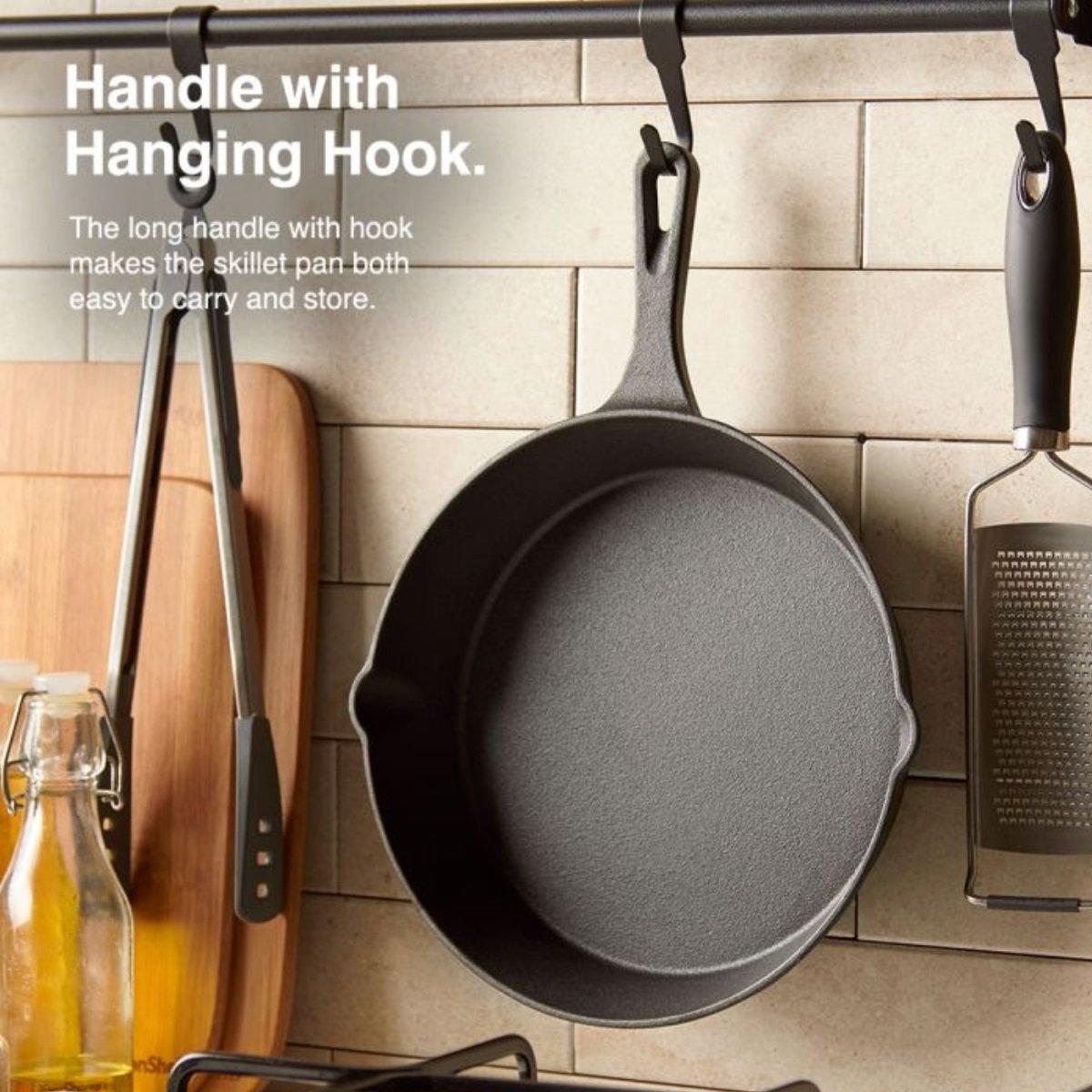 Black - VonShef - VonShef Cast Iron Skillet 10 Frying Pan - 3
