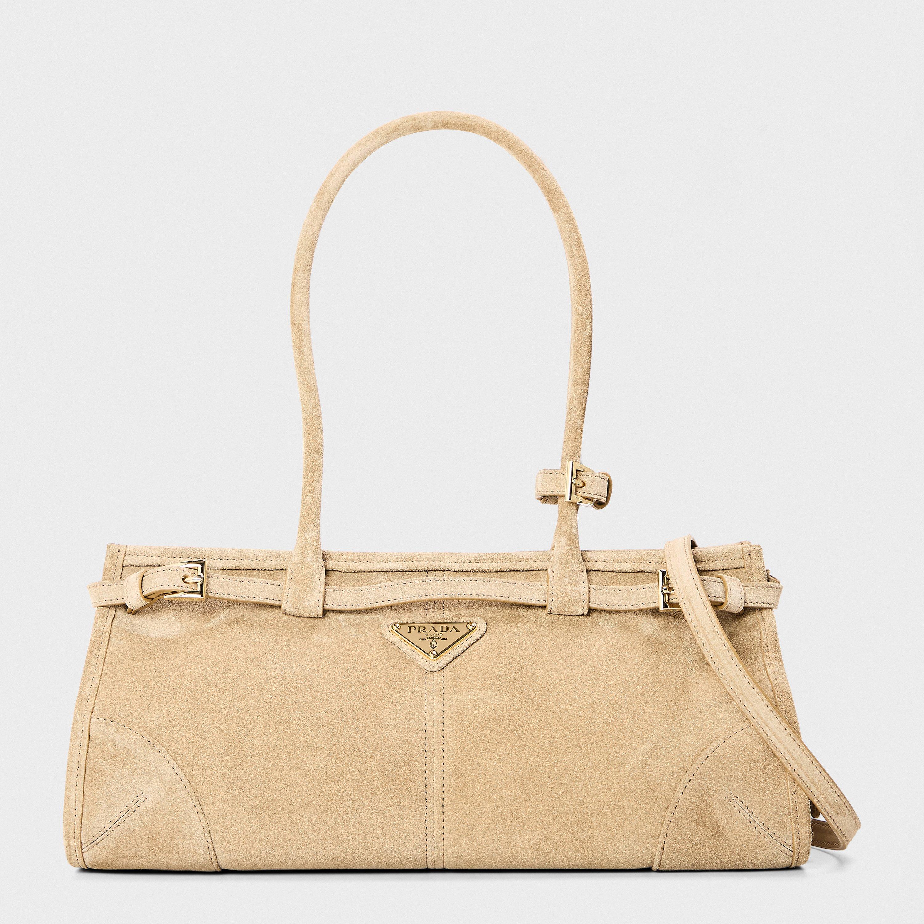 Desert Beige - Prada - Bonnie Medium Suede Handbag - 1