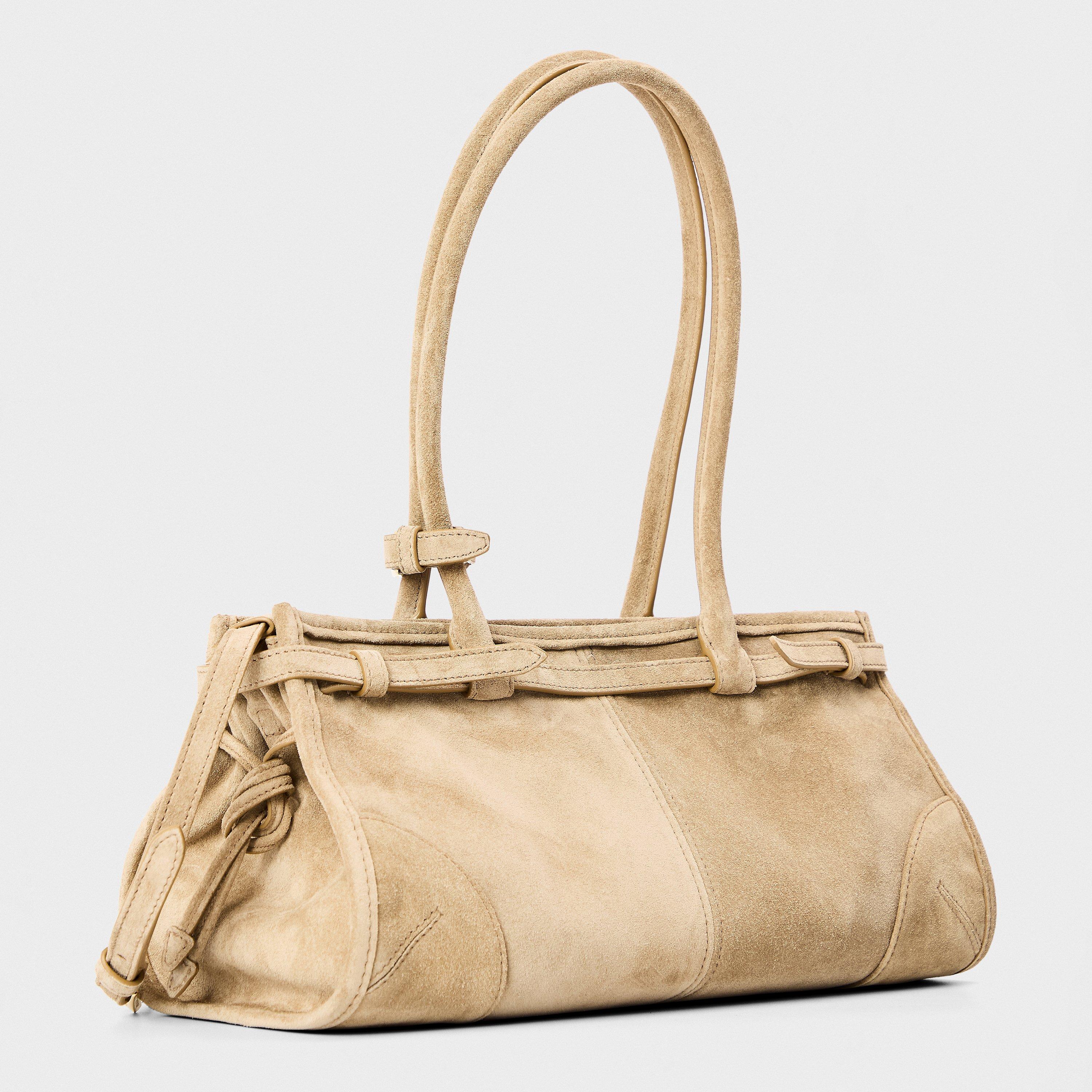 Desert Beige - Prada - Bonnie Medium Suede Handbag - 2
