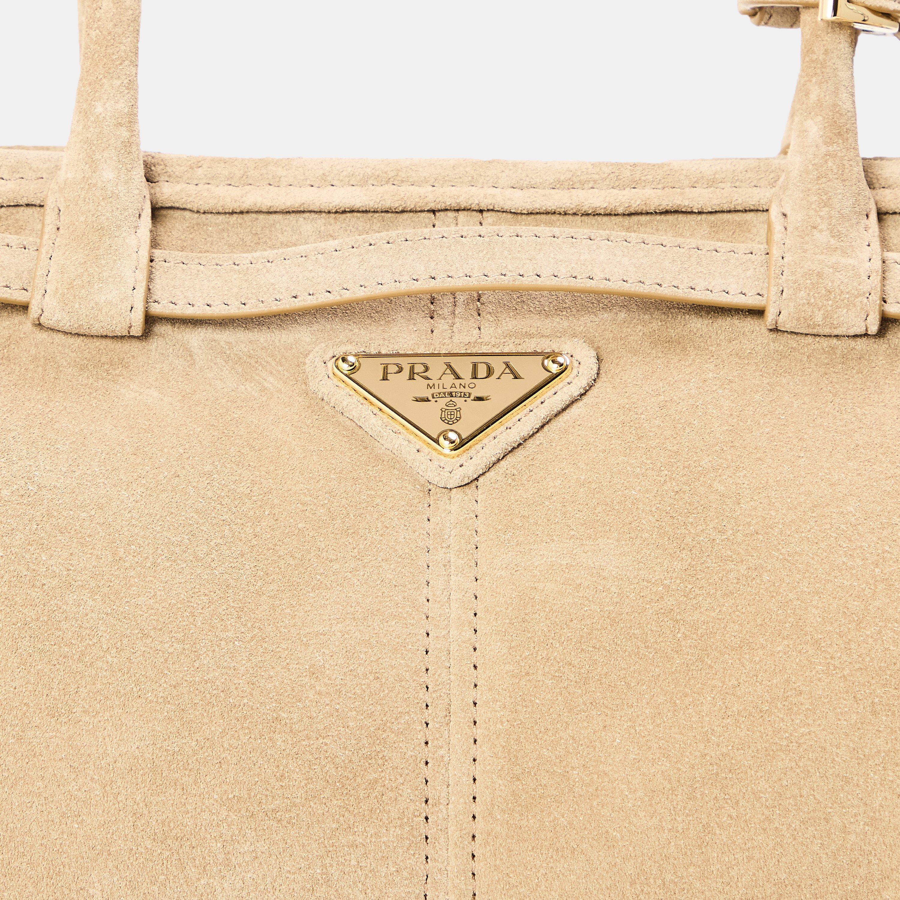 Desert Beige - Prada - Bonnie Medium Suede Handbag - 4