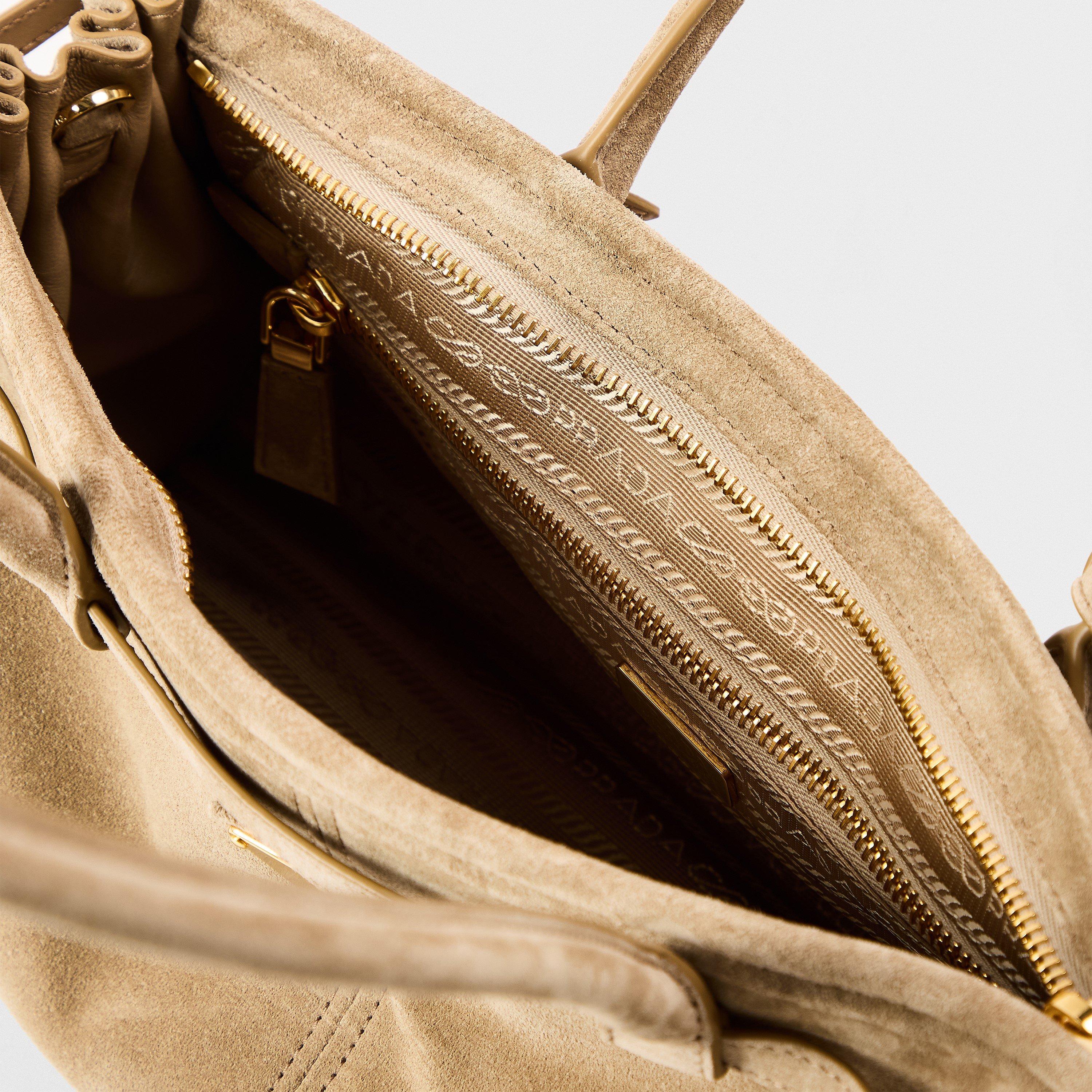 Desert Beige - Prada - Bonnie Medium Suede Handbag - 3