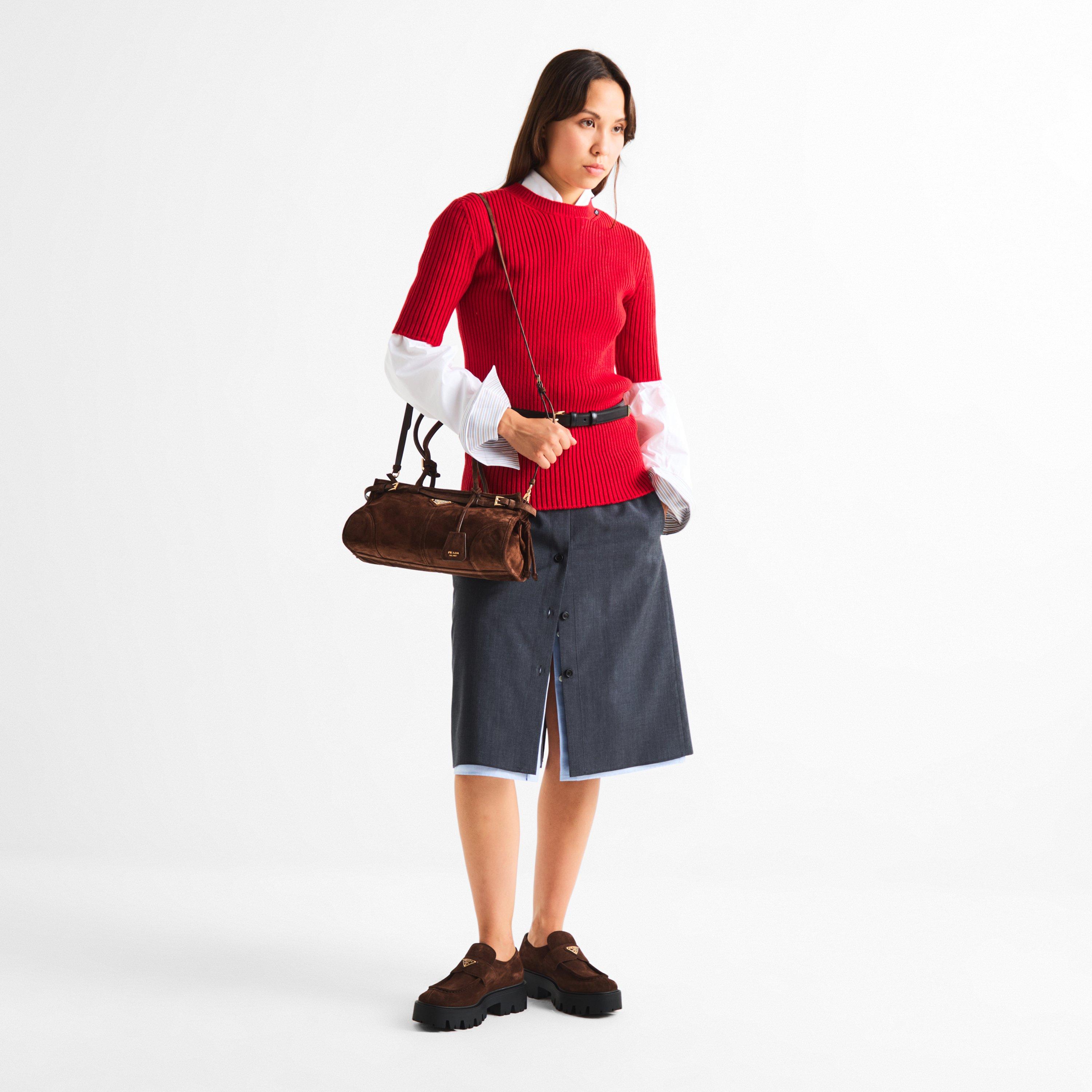 Moro - Prada - Bonnie Medium Suede Handbag - 6