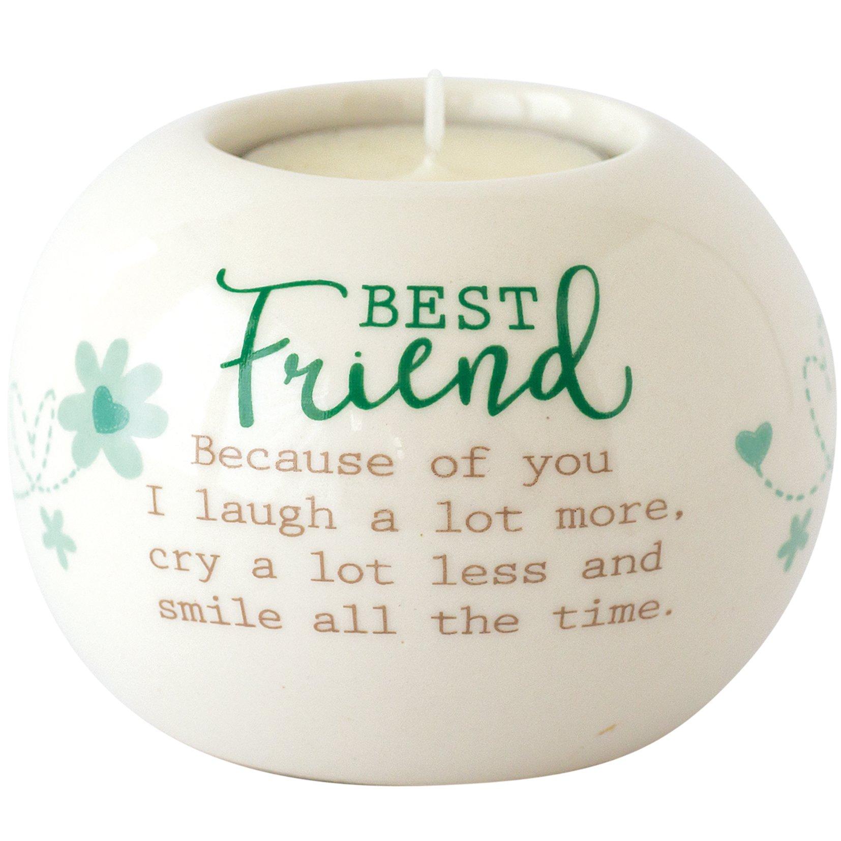 White - Said With Sentiment - 7221 - Best Friend Ceramic Tea Light Holder