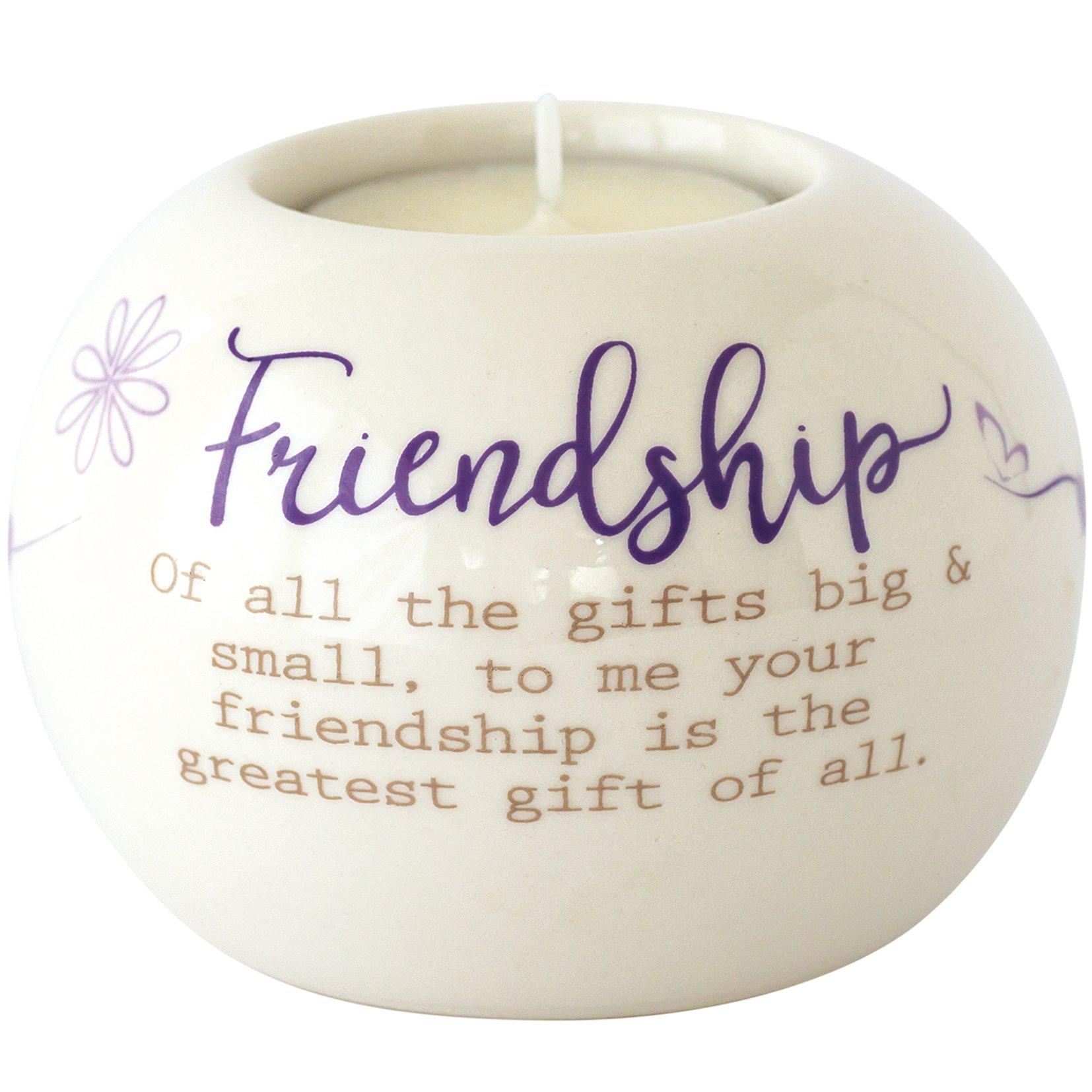 White - Said With Sentiment - 7223 - Friendship Ceramic Tea Light Holder