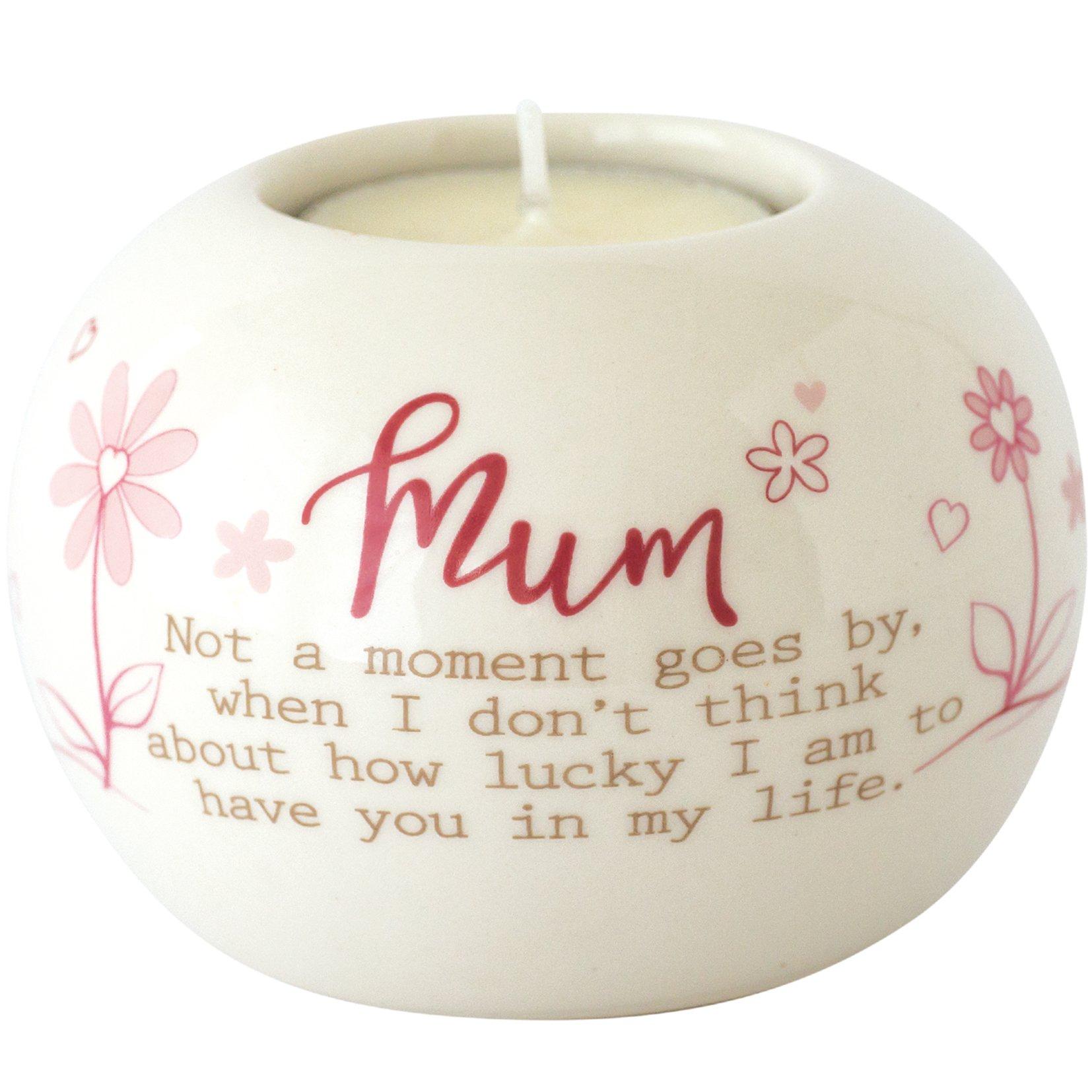 White - Said With Sentiment - 7224 - Mum Ceramic Tea Light Holder