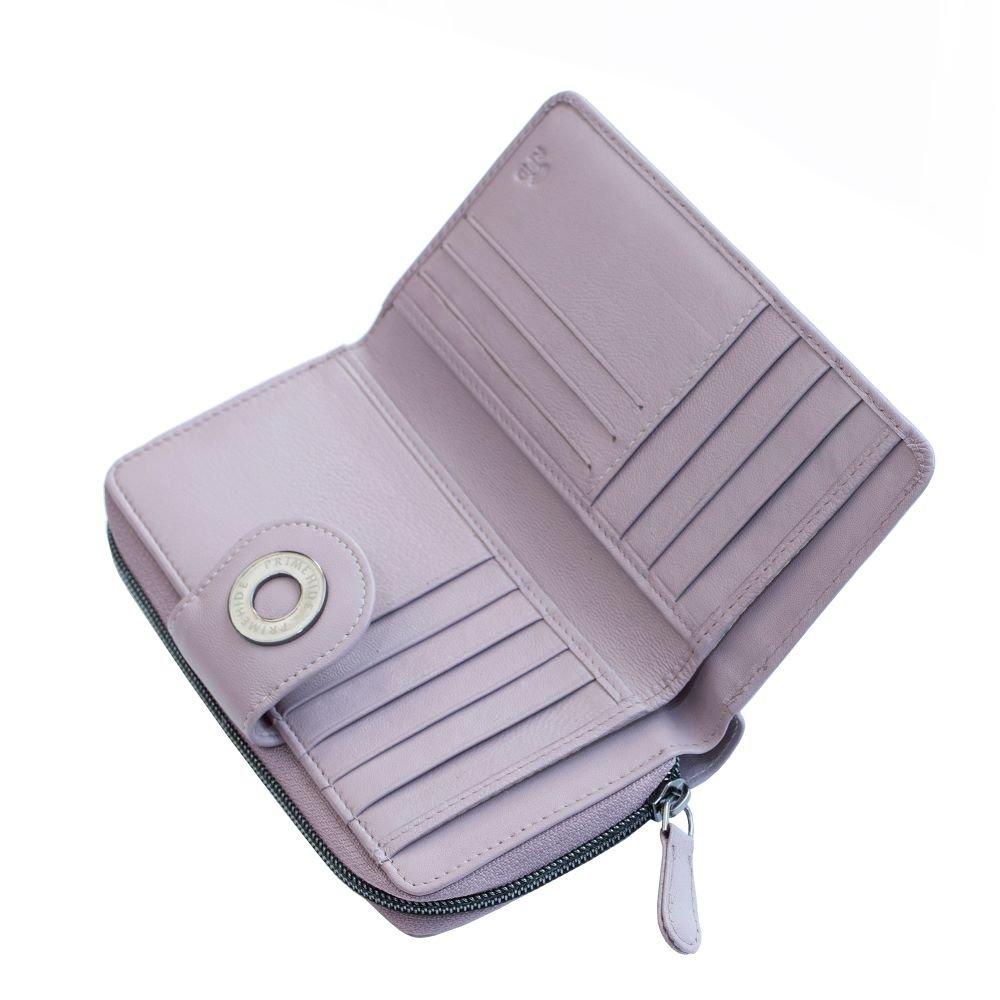 Pale Mauve - PRIMEHIDE Leather - Flavia Large Zip Around Bifold Purse - 2