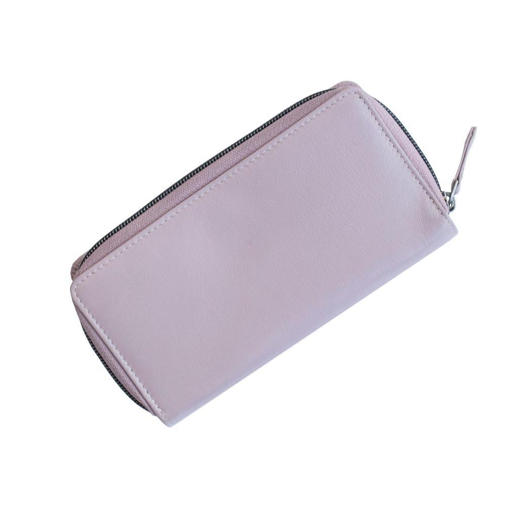 Pale Mauve - PRIMEHIDE Leather - Flavia Large Zip Around Bifold Purse - 3