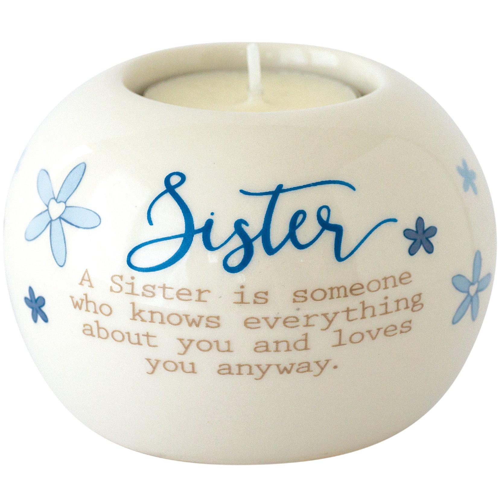 White - Said With Sentiment - 7225 - Sister Ceramic Tea Light Holder