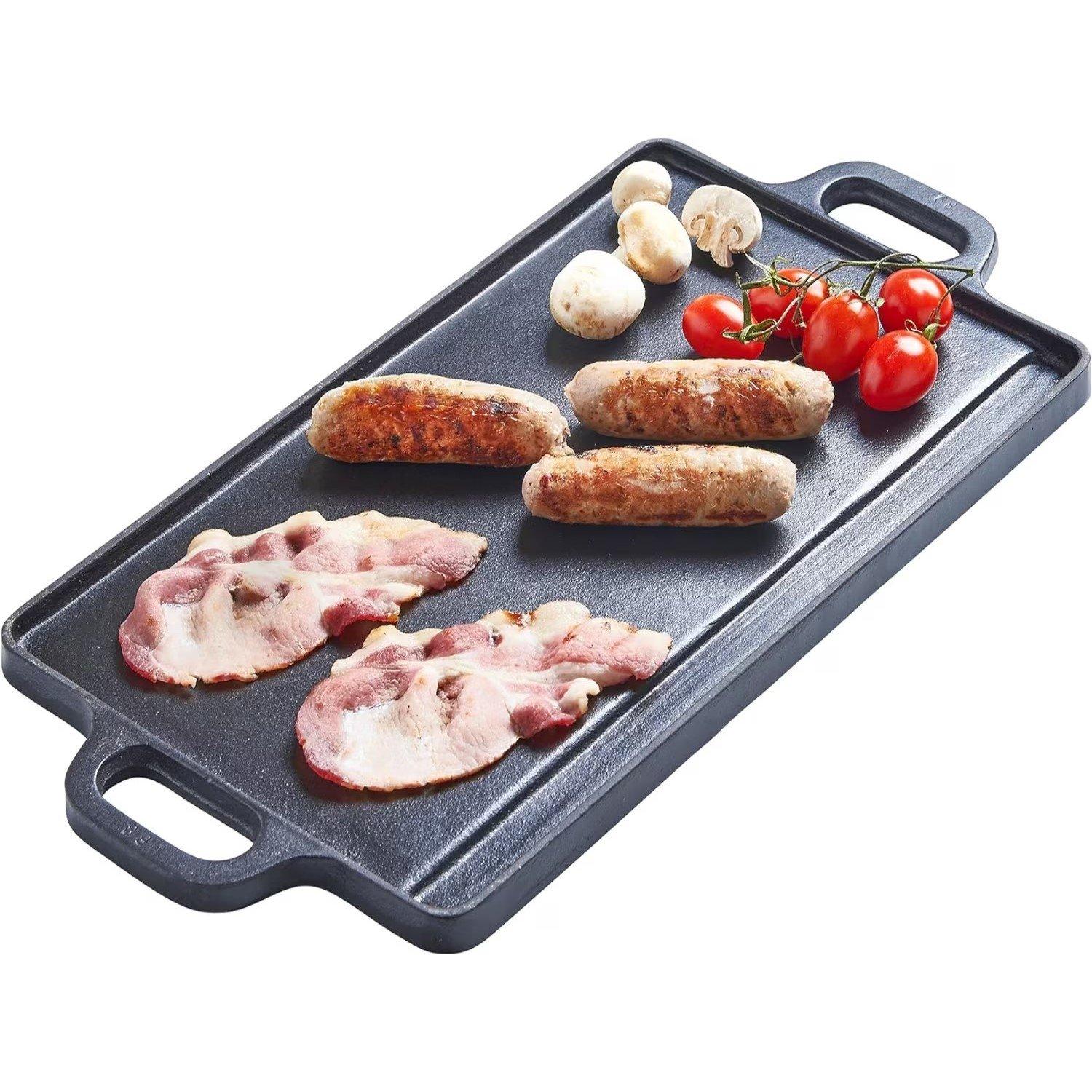 Black - VonShef - VonShef - 37cm Cast Iron Griddle - 4