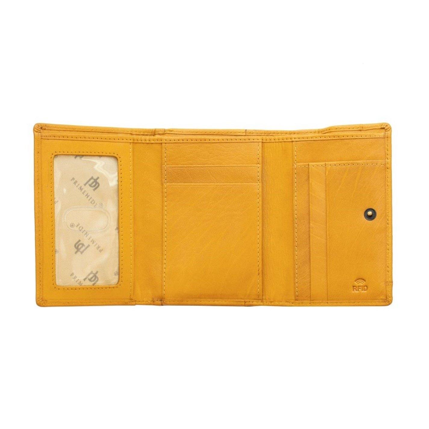 Mustard - PRIMEHIDE Leather - Velura Clip Frame Trifold Purse - 4