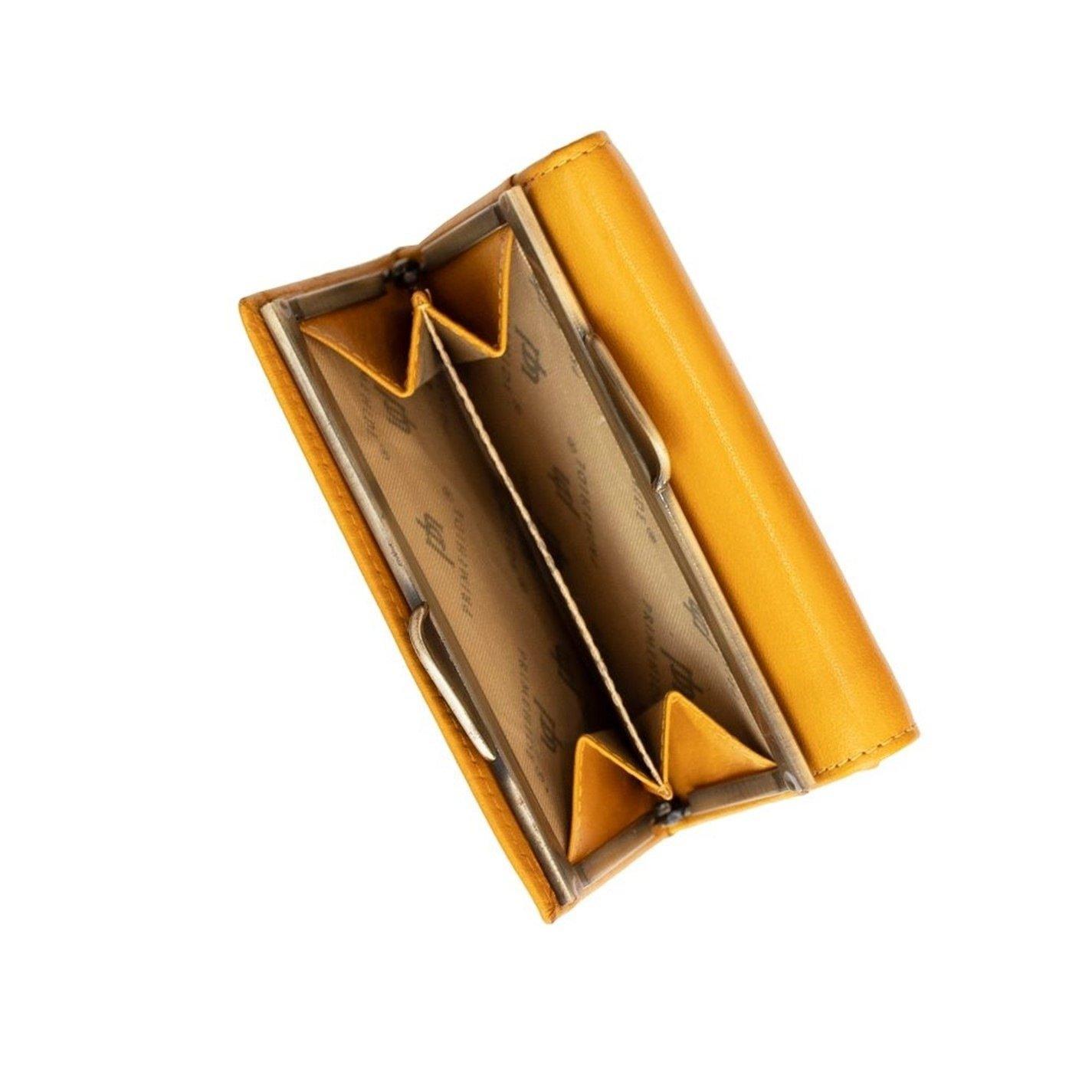 Mustard - PRIMEHIDE Leather - Velura Clip Frame Trifold Purse - 5