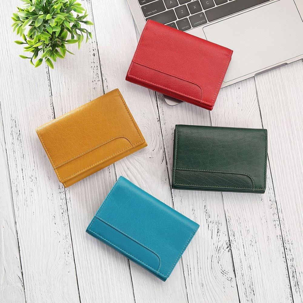 Turquoise - PRIMEHIDE Leather - Velura Clip Frame Trifold Purse - 3