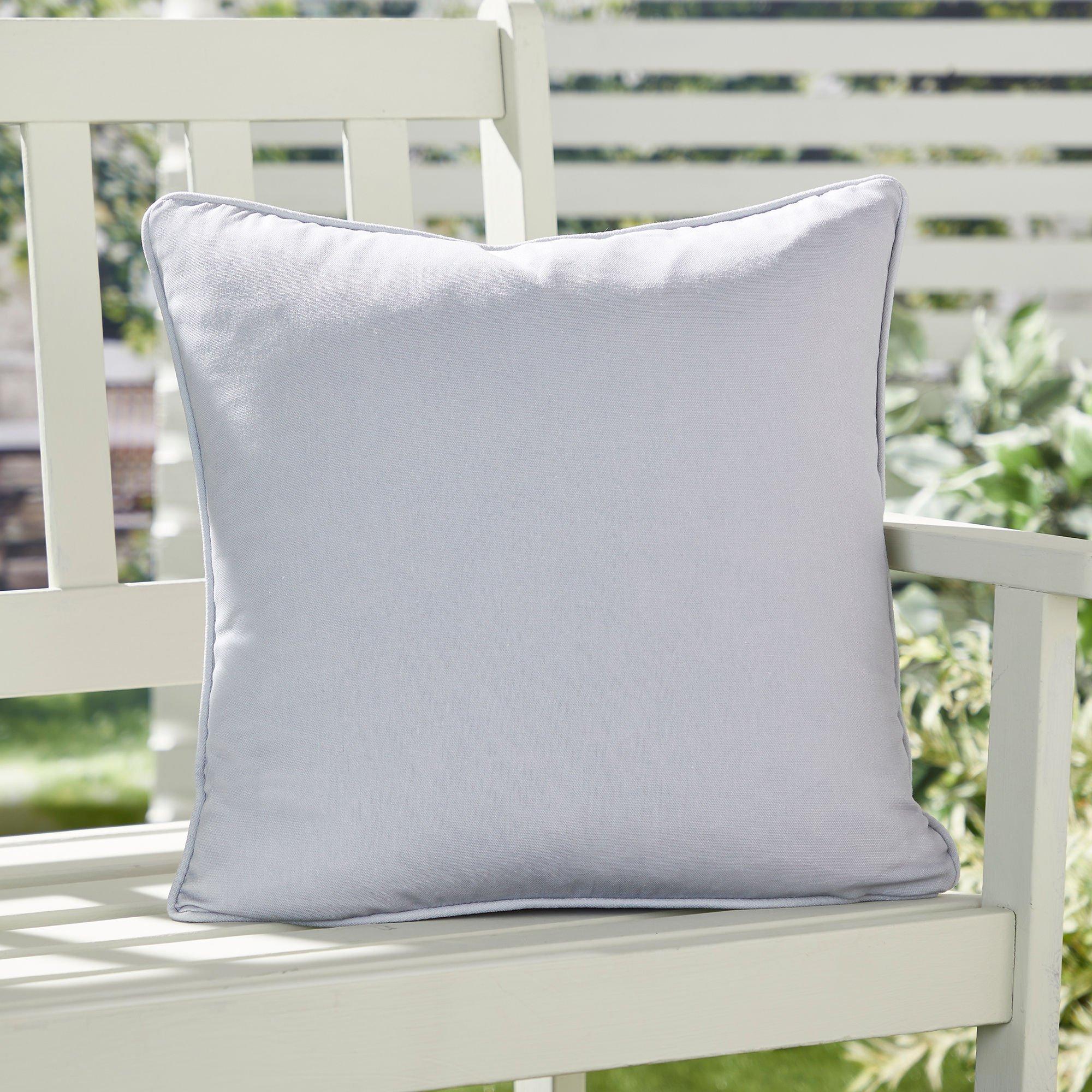 Fusion  Indoor Outdoor Plain Dye Water Resistant Cushion - Silver - 43 x 43cm