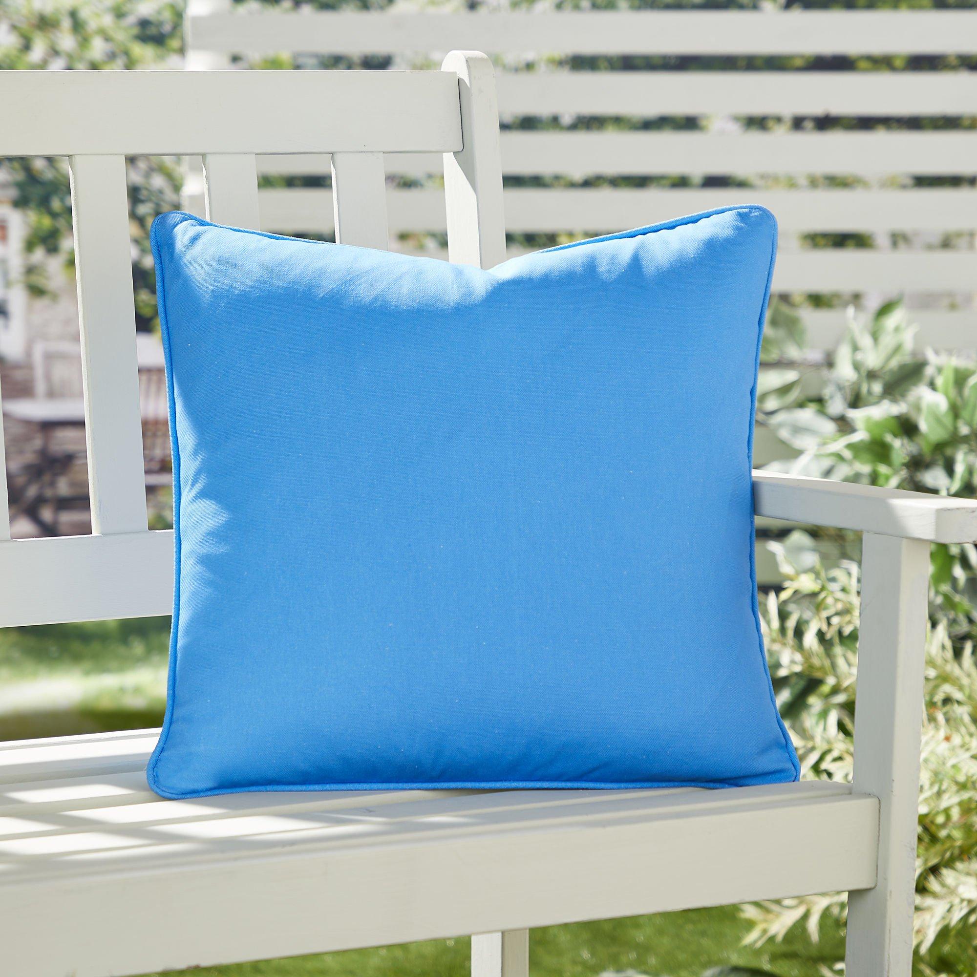 Fusion  Indoor Outdoor Plain Dye Water Resistant Cushion - Blue - 43 x 43cm