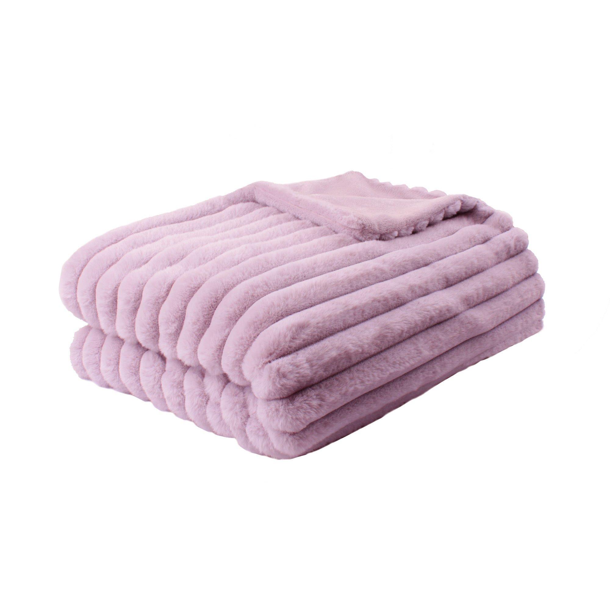 Mauve - Appletree - Morritz Faux Fur Throw - 3