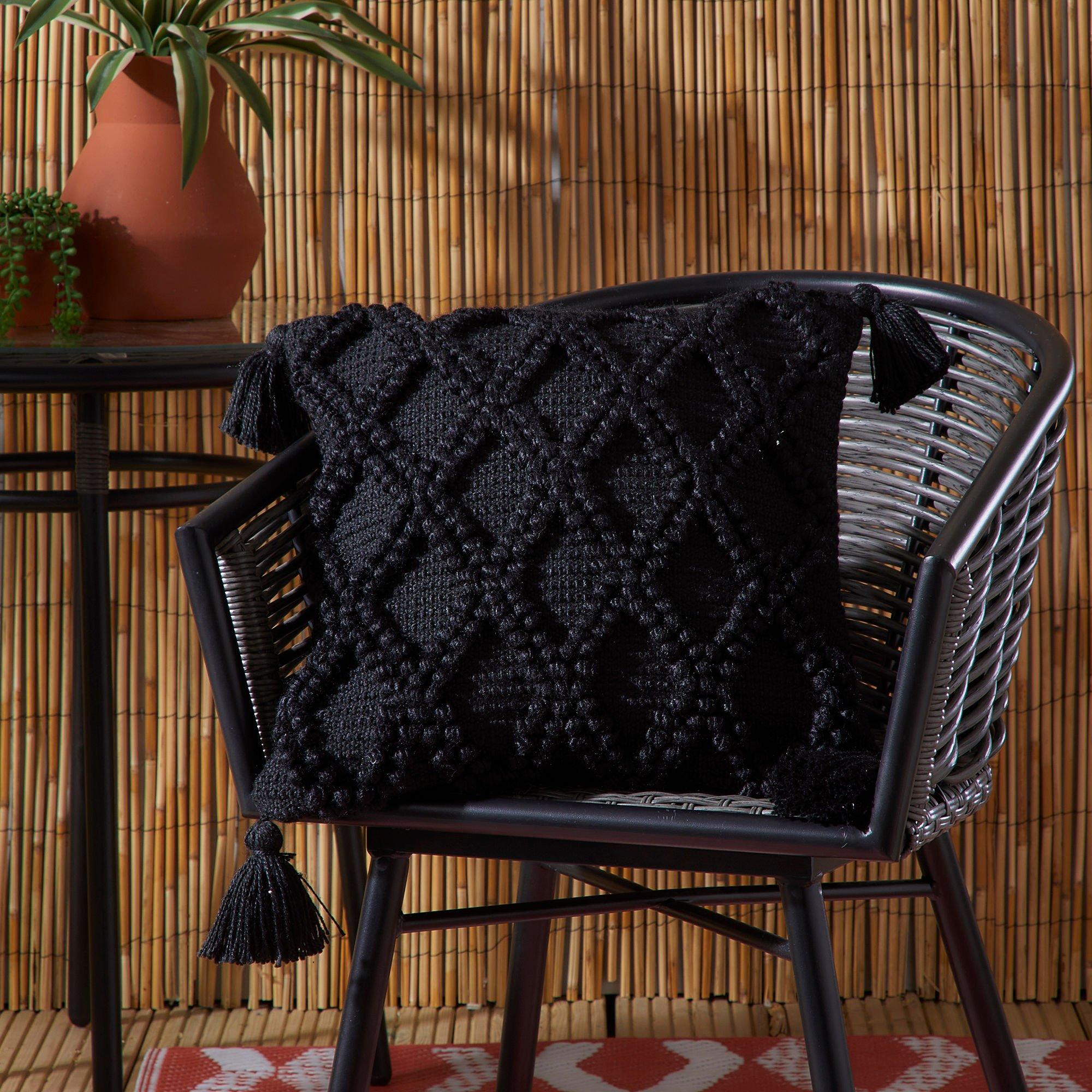 Drift  Alda Eco Indoor Outdoor Durable Filled Cushion - Black - 43 x 43cm