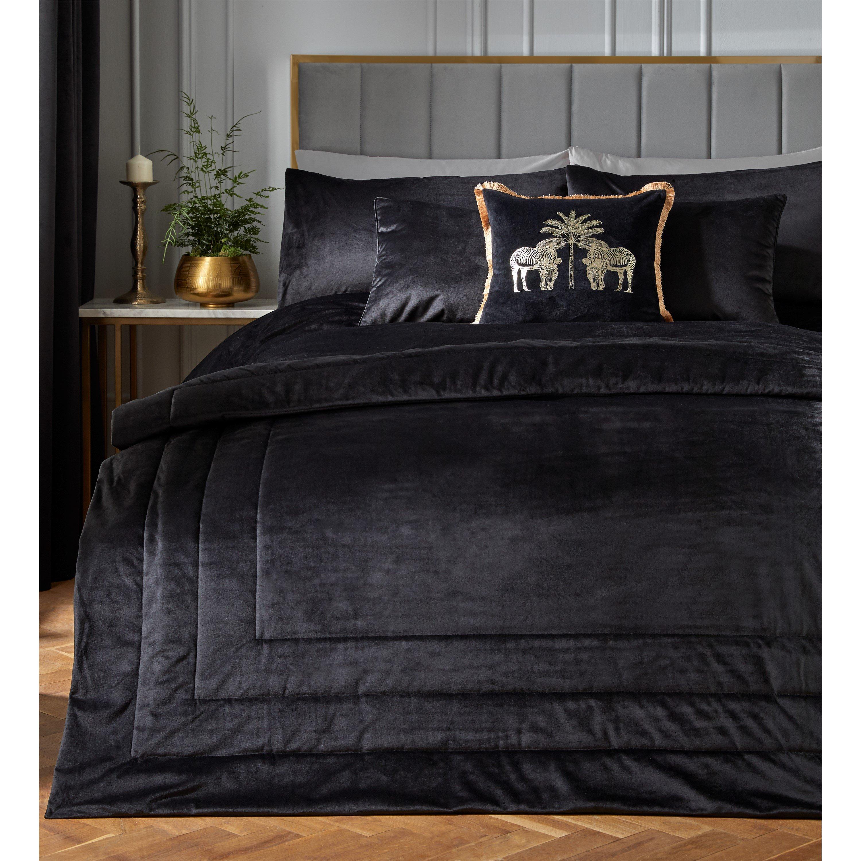 Black - Laurence Llewelyn-Bowen - Chic Velvet Bedspread