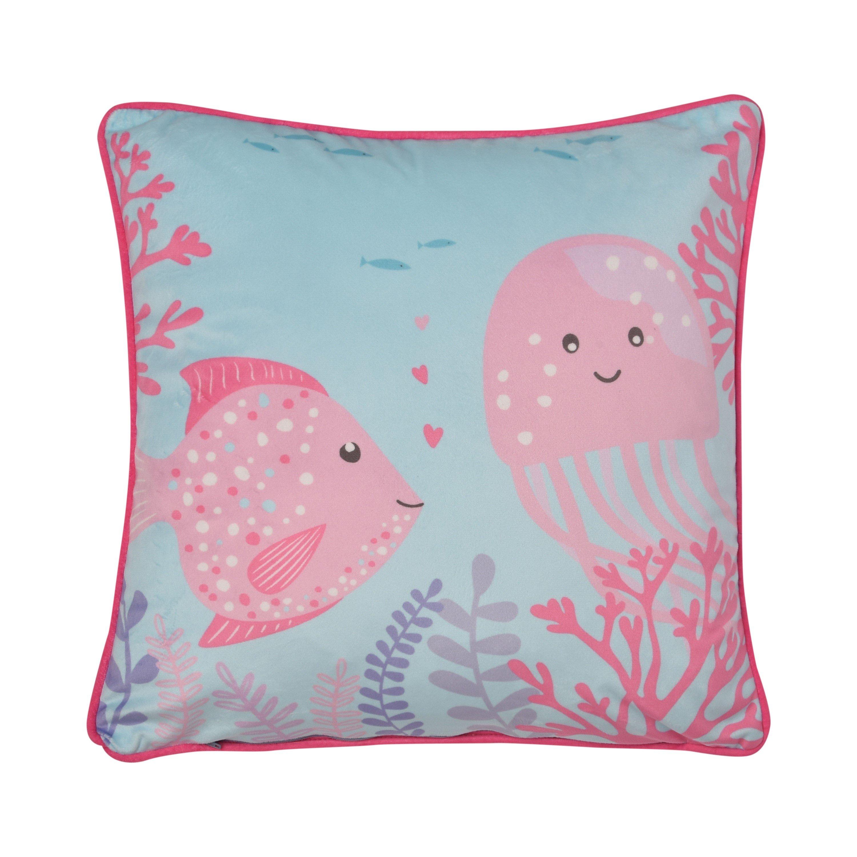 Pink - Bedlam - Mermaid Vibes Velvet Filled Kids Cushion - 3