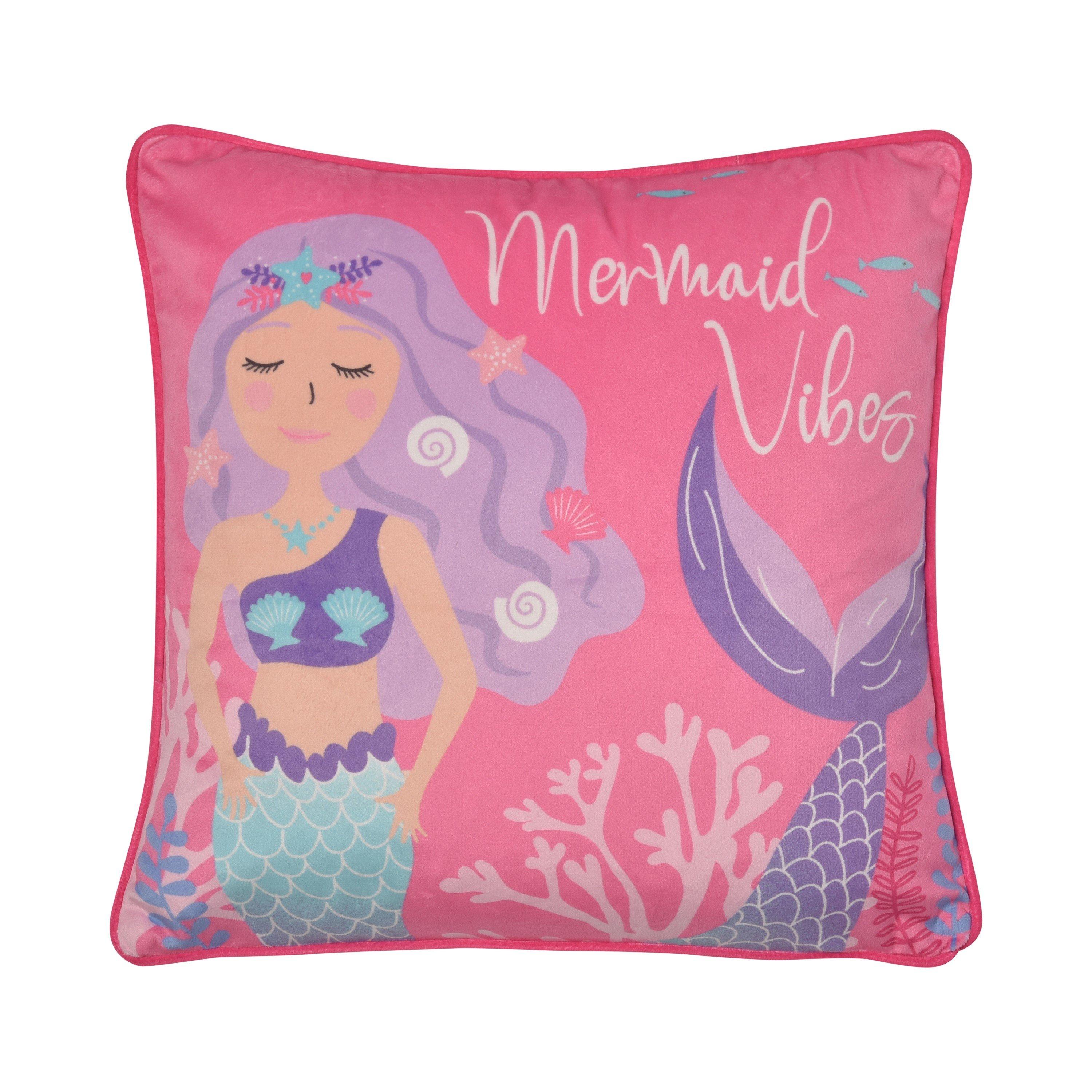 Pink - Bedlam - Mermaid Vibes Velvet Filled Kids Cushion - 4