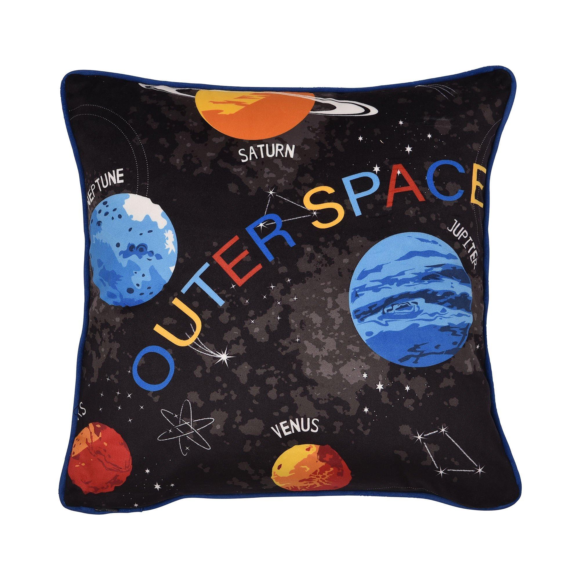 Black - Bedlam - Outer Space Velvet Filled Kids Cushion - 3
