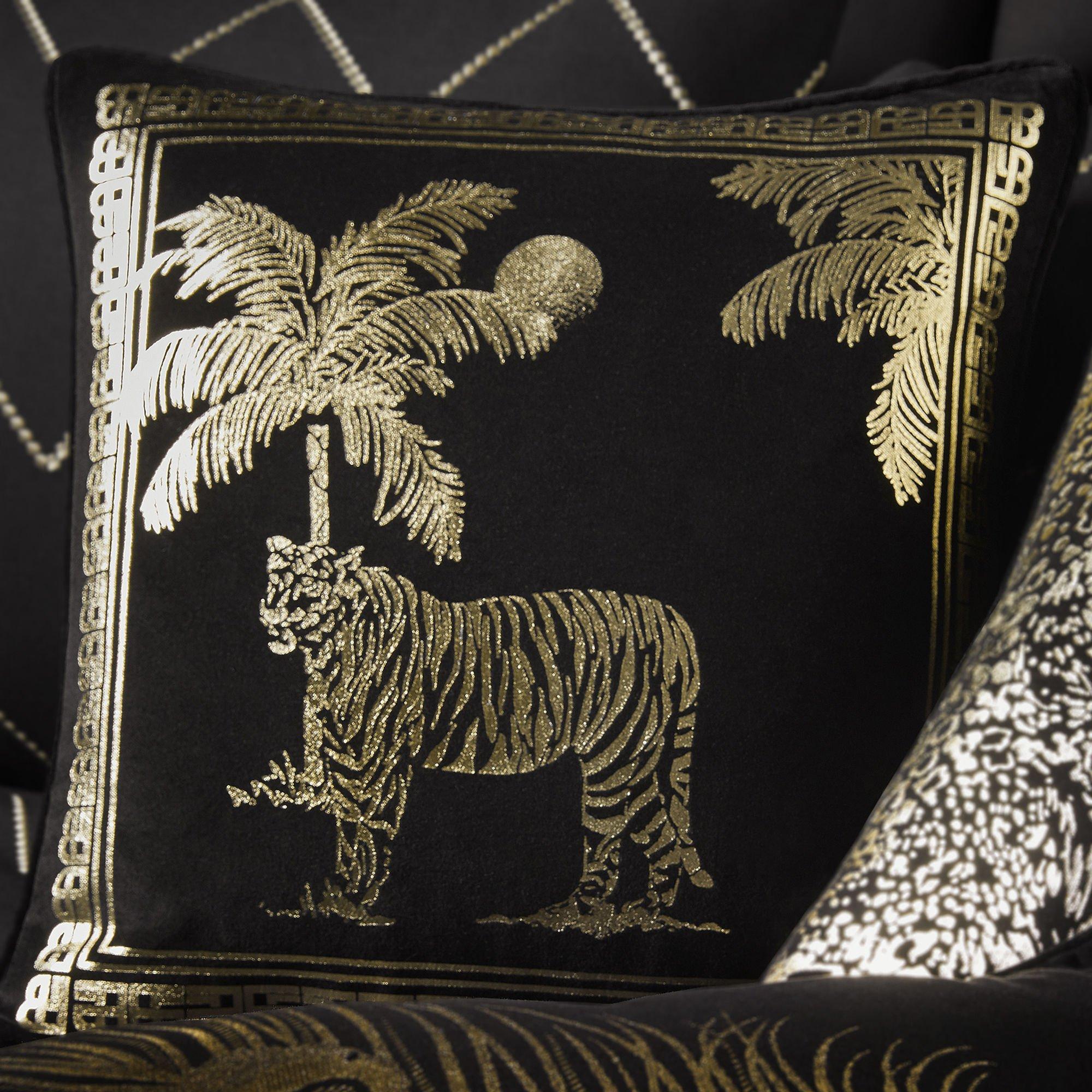 Black - Laurence Llewelyn-Bowen - Tiger Tiger Luxury Velvet Filled Cushion - 2