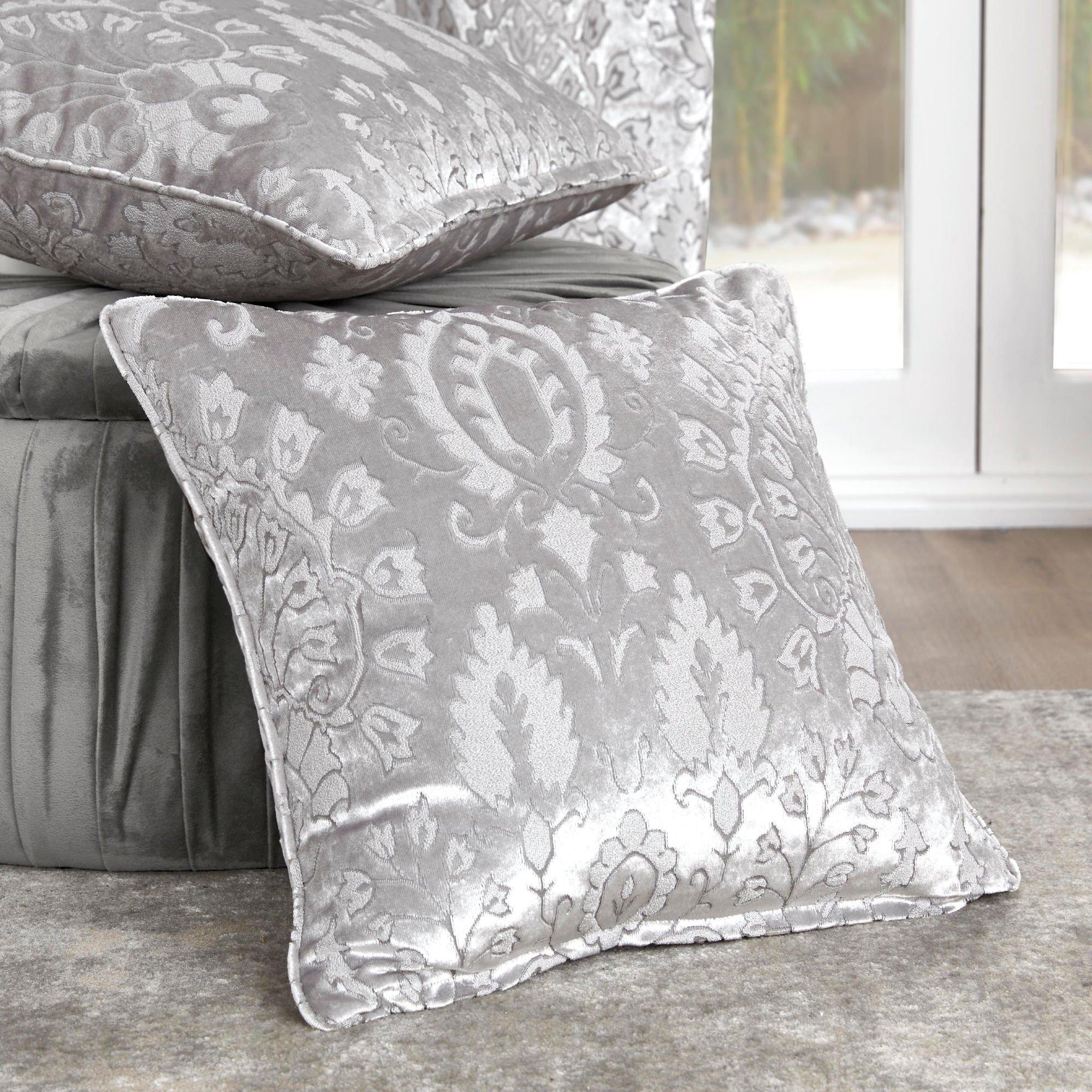 Curtina  Trinity Jacquard Filled Cushion - Silver - 43 x 43cm