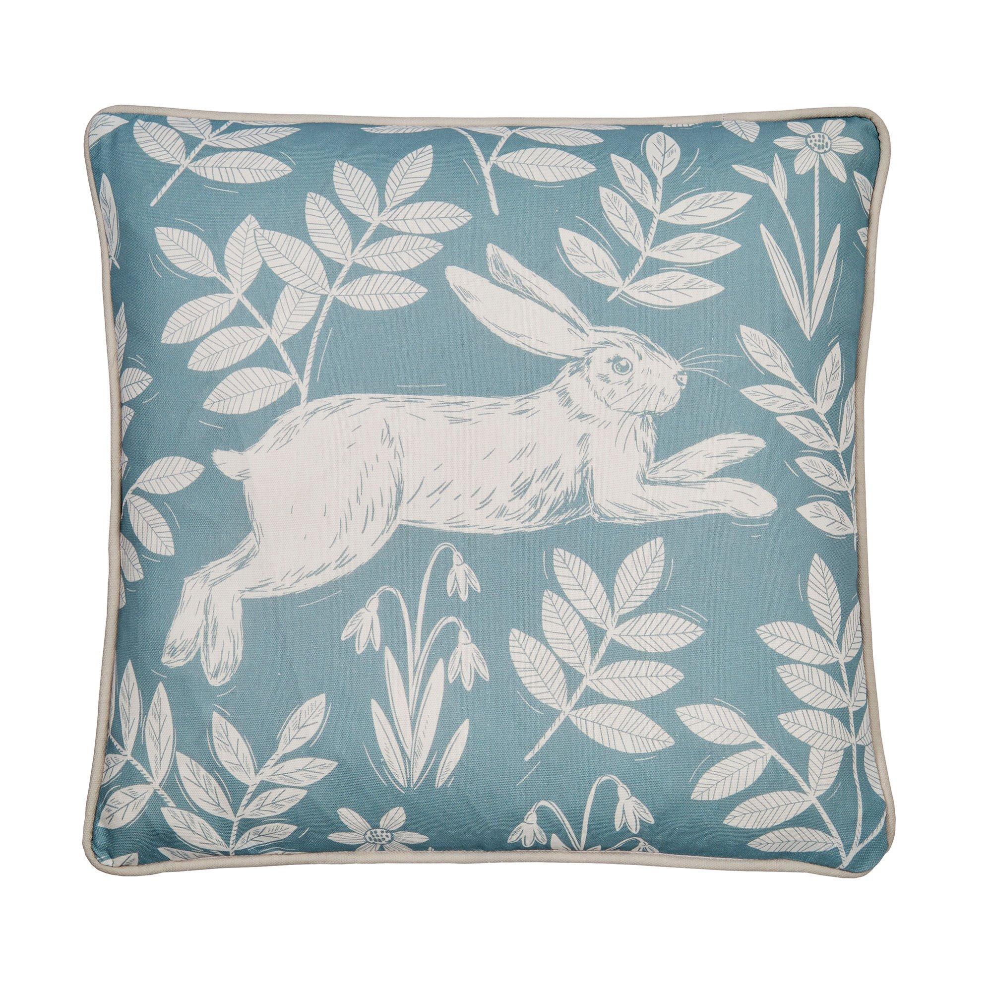 Duck Egg - Dreams and Drapes - Illustrated Spring Rabbit Indoor Outdoor Cushion - 2
