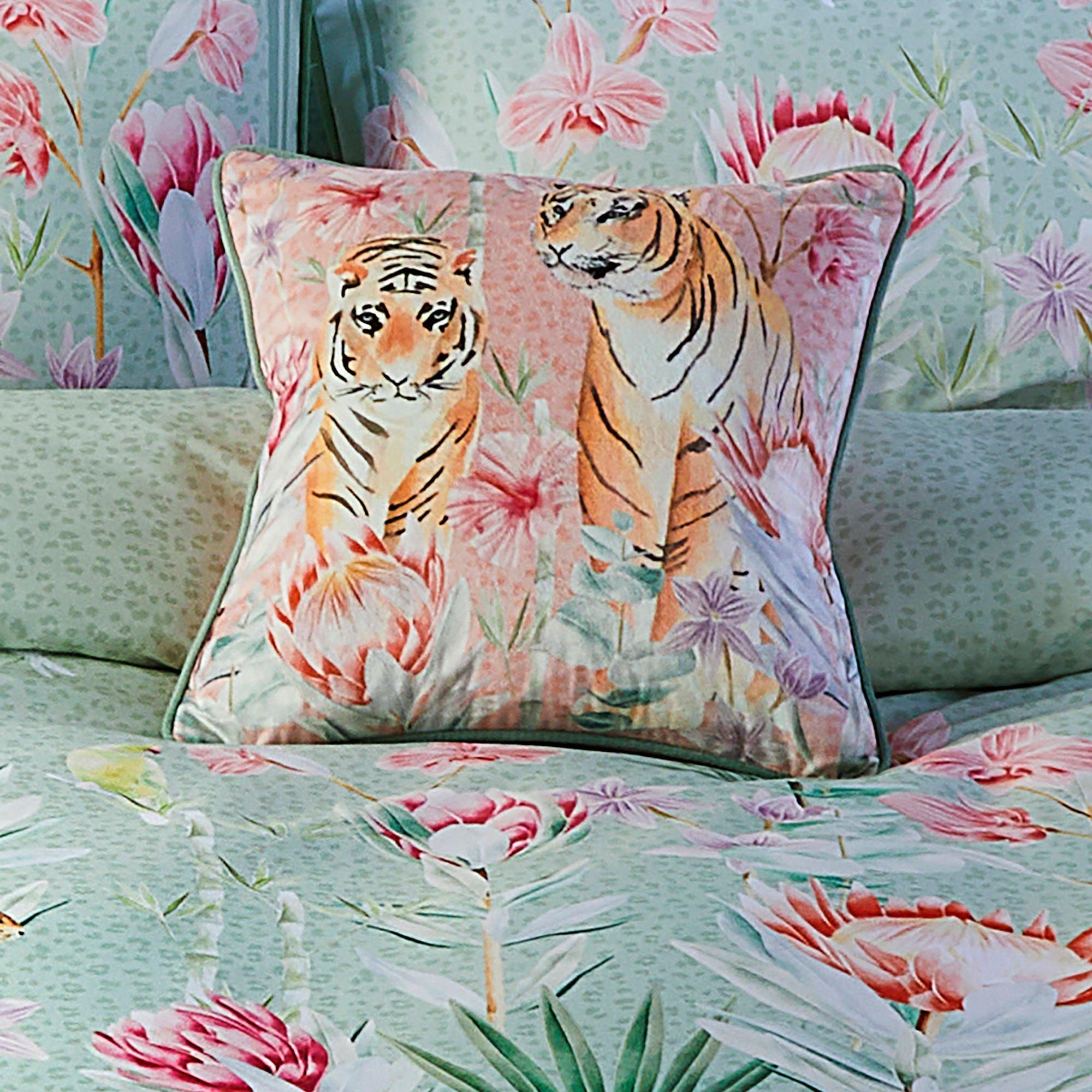 Coral - Serene Home - Tropical Leopard Velvet Filled Cushion - 2