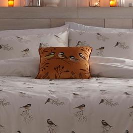 Dreams and Drapes Chickadees Velvet Filled Cushion