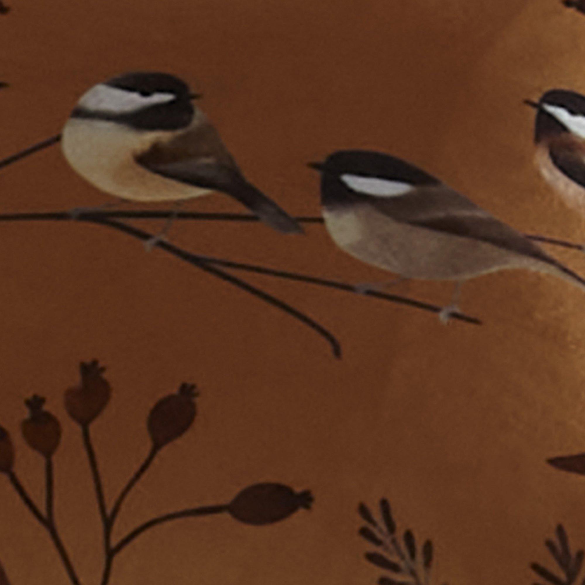 Gold - Dreams and Drapes - Chickadees Velvet Filled Cushion - 2