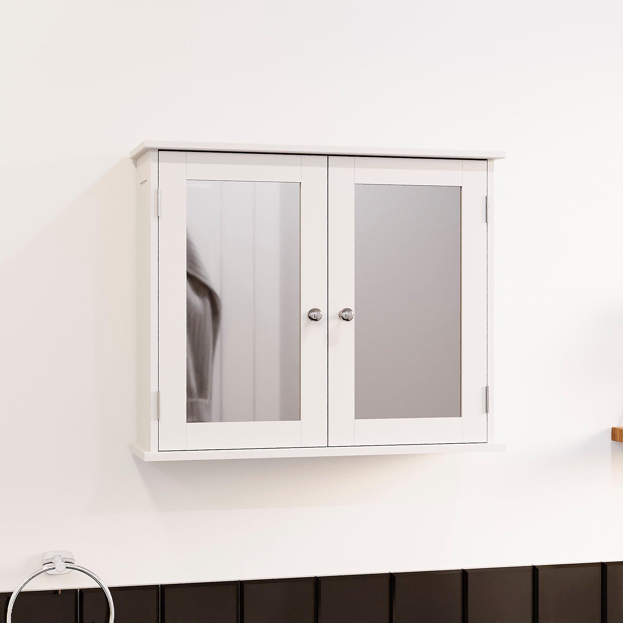 White - Lassic - Bath Vida Priano 2 Door Mirrored Wall Cabinet - 1