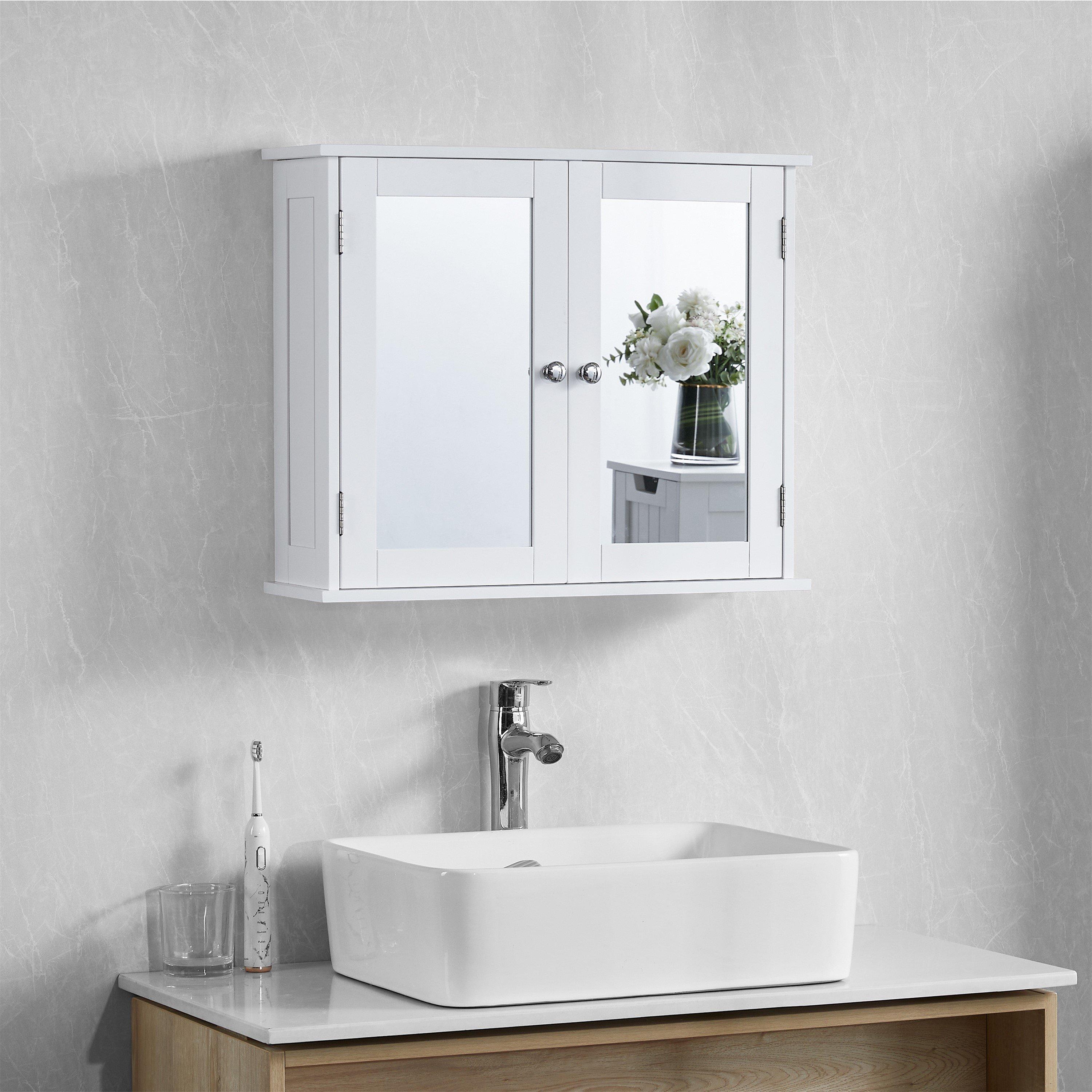 White - Lassic - Bath Vida Priano 2 Door Mirrored Wall Cabinet - 1