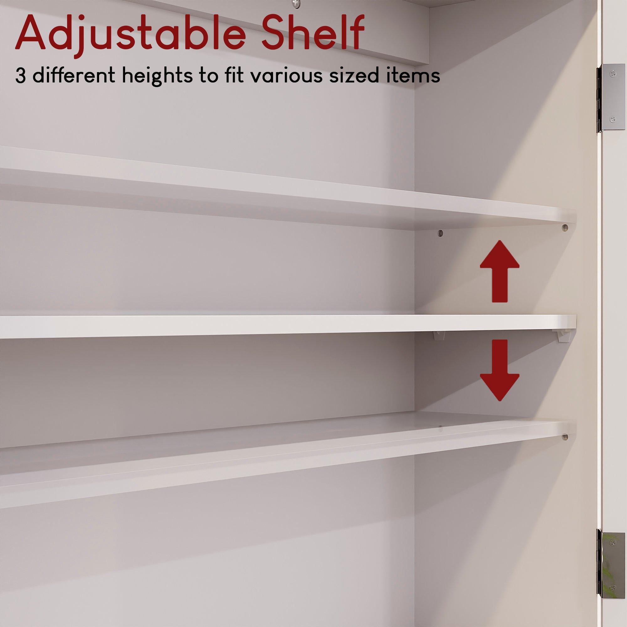 White - Lassic - Bath Vida Priano 2 Door Mirrored Wall Cabinet - 6