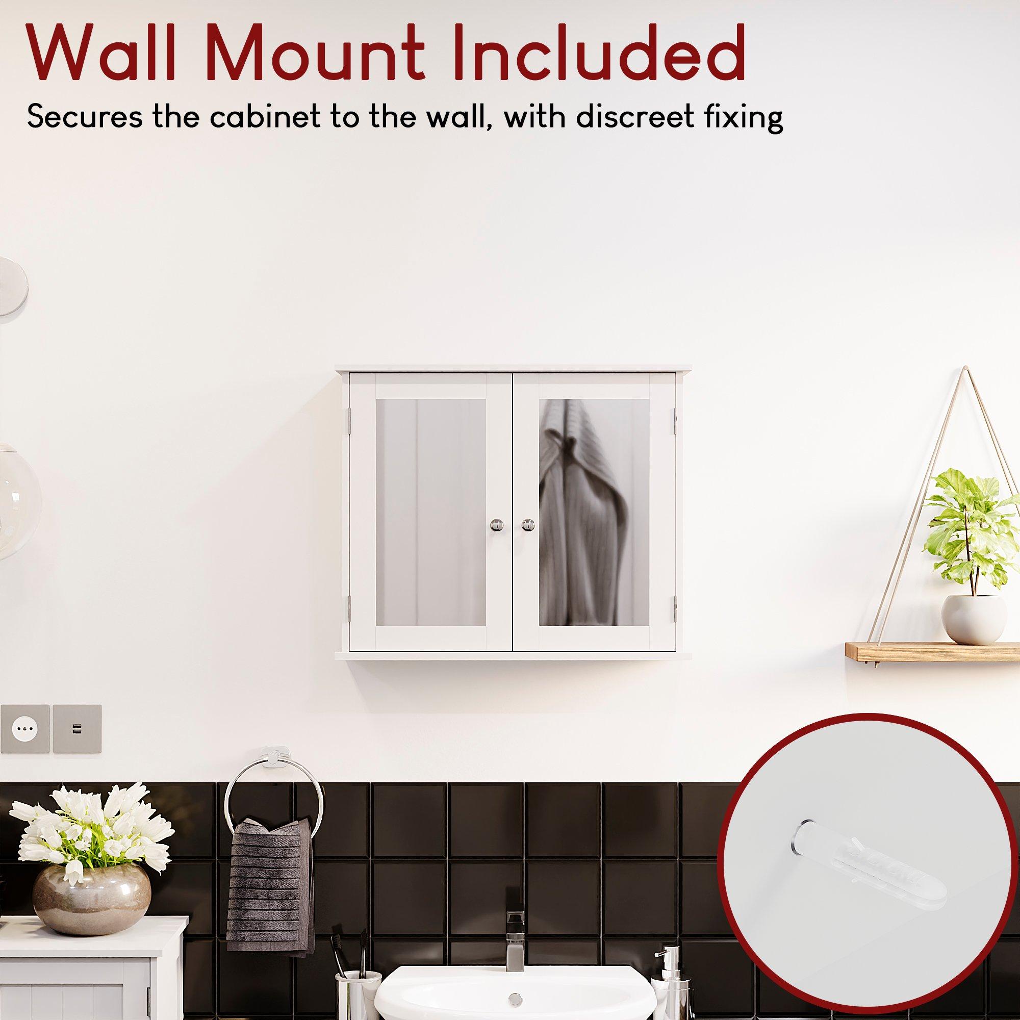 White - Lassic - Bath Vida Priano 2 Door Mirrored Wall Cabinet - 7