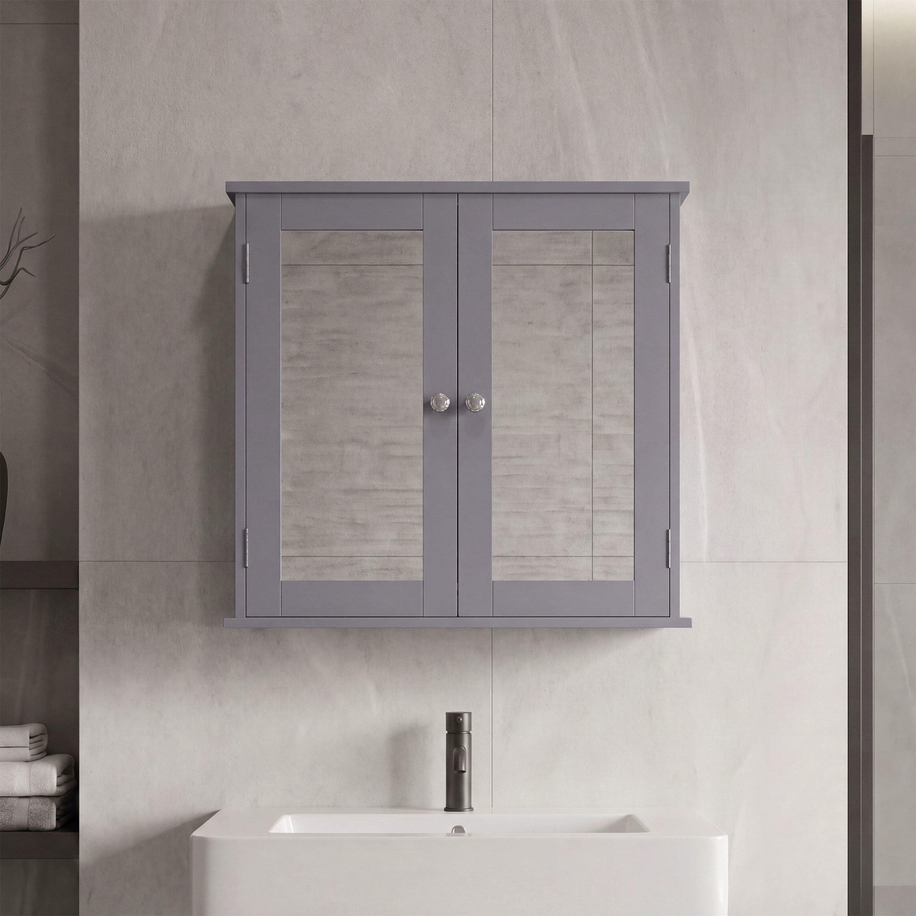 Grey - Lassic - Bath Vida Priano 2 Door Mirrored Wall Cabinet - 3