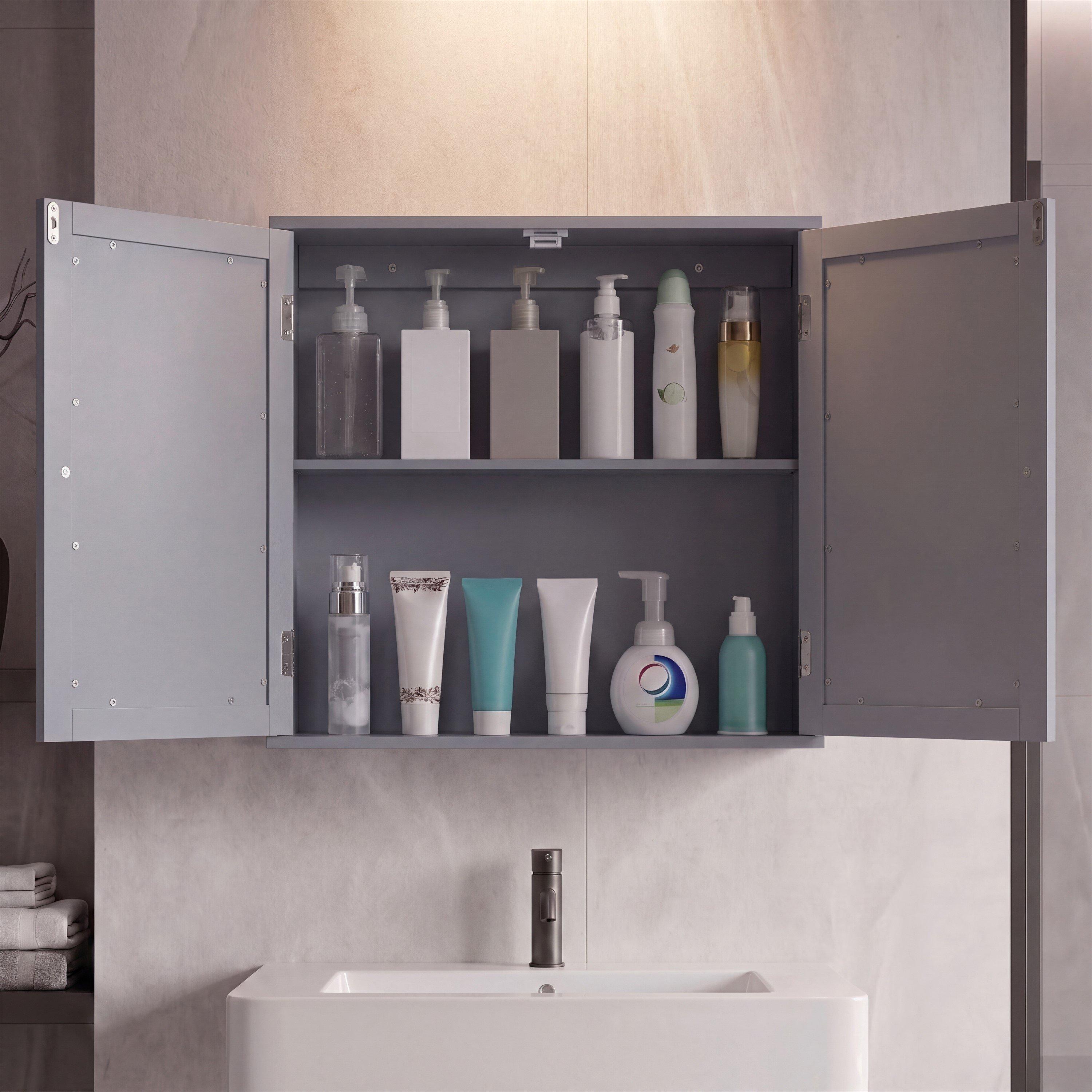 Grey - Lassic - Bath Vida Priano 2 Door Mirrored Wall Cabinet - 4