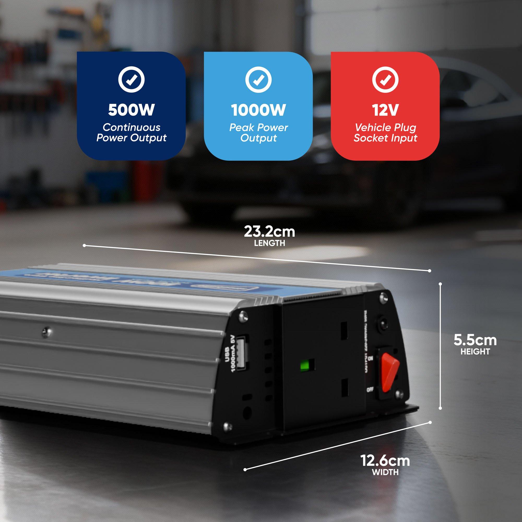 Silver - Streetwize - 500W (1000W peak) Modified Sine Wave Inverter - 2