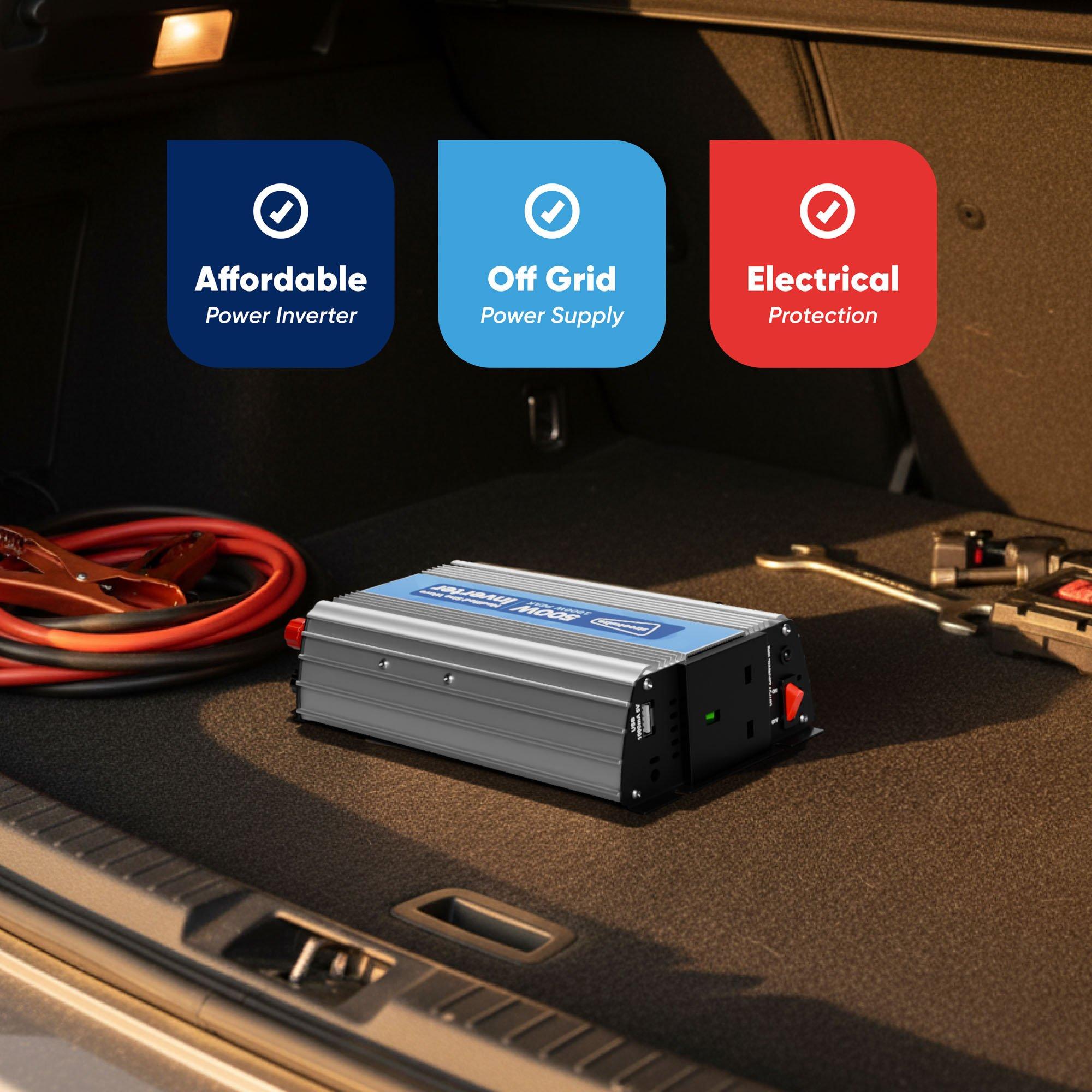 Silver - Streetwize - 500W (1000W peak) Modified Sine Wave Inverter - 4